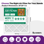 SUIXINEYI MERV 11 20x20x1 Pleated Air Filter, Replacement HVAC Furnace and AC Filter Captures Dust, Smoke, Pet Dander and Household Allergens