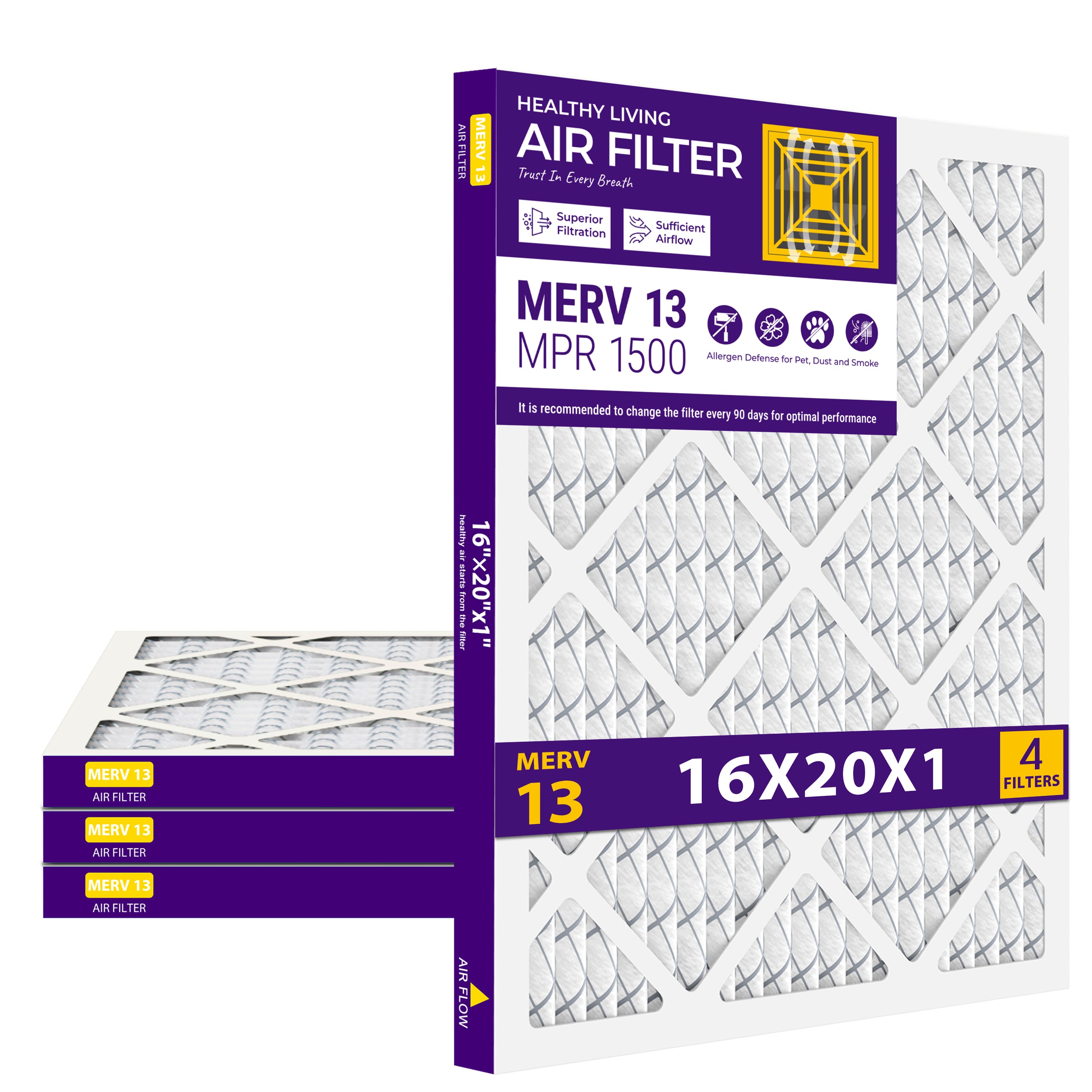 SUIXINEYI 16x20x1 Air Filter Merv 13, 1" AC Furnace Air Filters