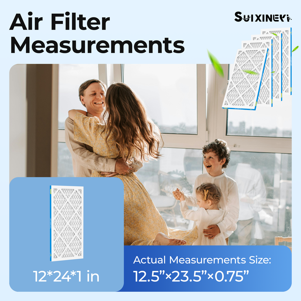 SUIXINEYI 12x 24x1 MERV8 HVAC Pleated Air Filter, For For Home AC Furnace and HVAC