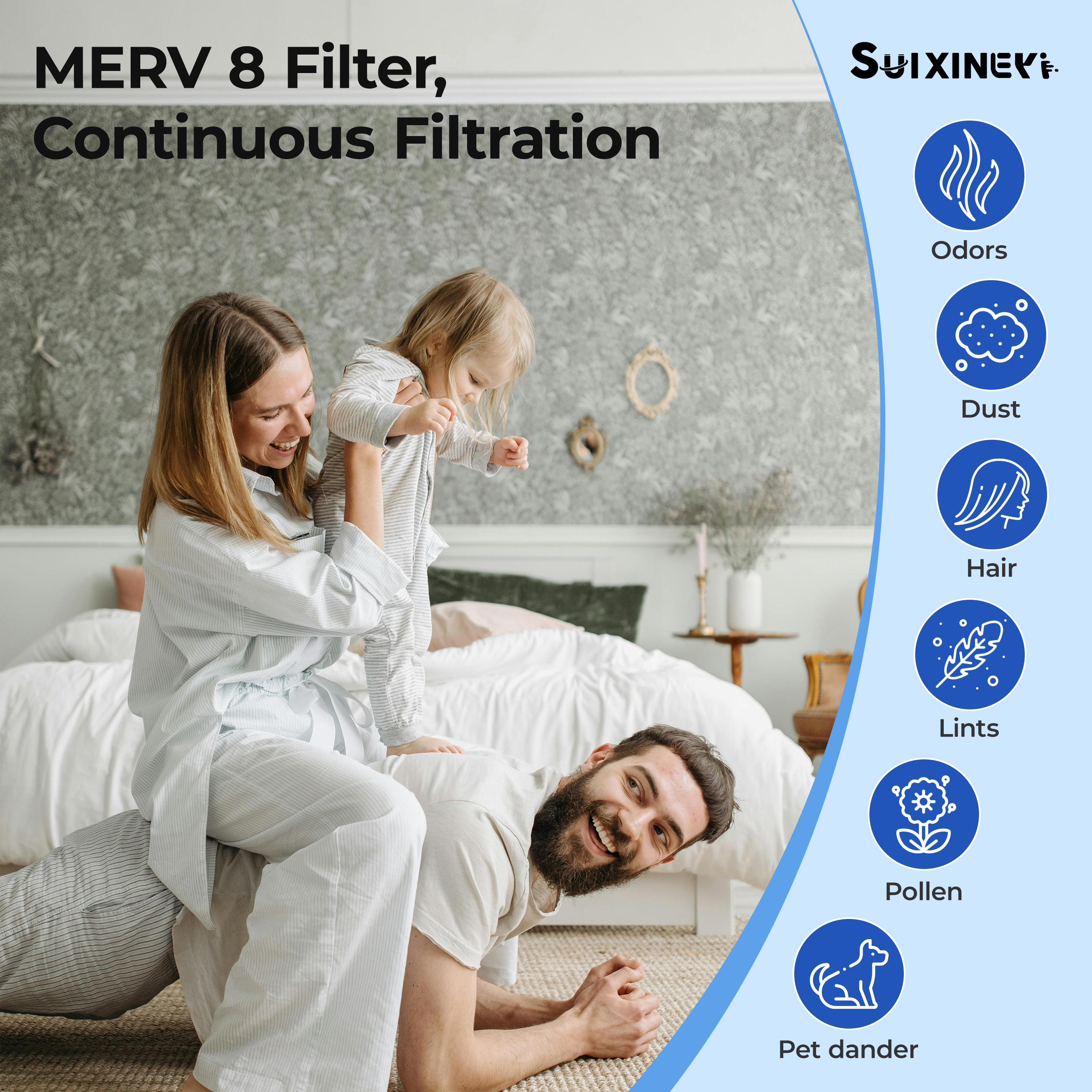 SUIXINEYI 18x24x1 Nominal HVAC Air Filter, MERV8 Pleated Replacement Filter for Air Conditioner Furnace