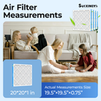 SUIXINEYI 20x20x1 Air Filter, MERV 8, Allergens and Pet Dander, 3-Month AC and Furnace Filters