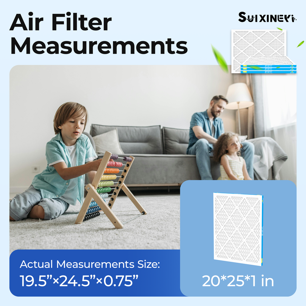 SUIXINEYI Long Service Life MERV8 20x25x1 Pleated HVAC Filter, Smooth Airflow Replacement AC Furnace Air Filter