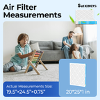 SUIXINEYI Long Service Life MERV8 20x25x1 Pleated HVAC Filter, Smooth Airflow Replacement AC Furnace Air Filter