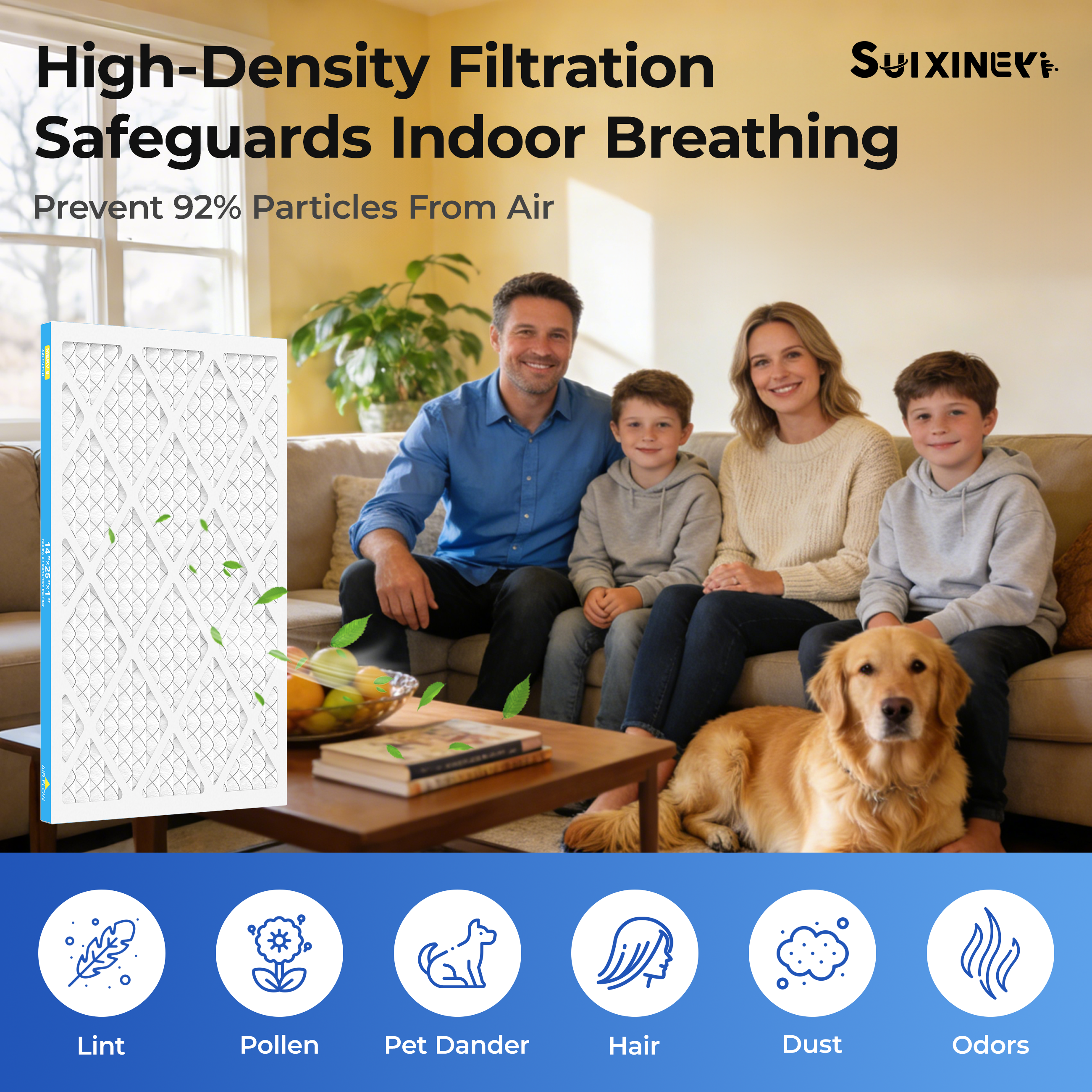 14x25x1 AC Furnace Filter MERV 8 Pleated Type, SUIXINEYI HVAC System Replacement Air Filter