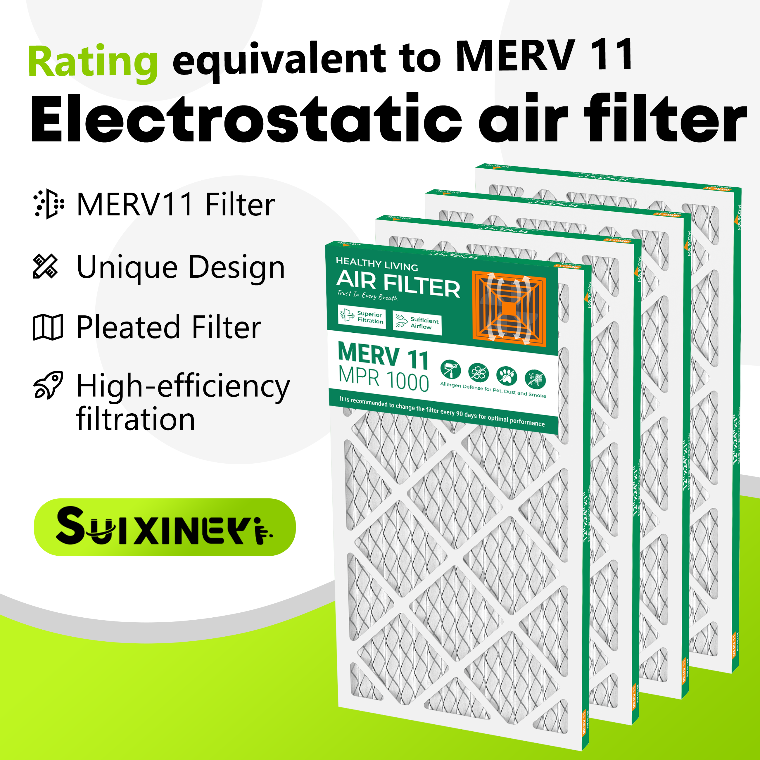 SUIXINEYI 16x24x1 HVAC Filter MERV 11, Standard Size Replacement Air Filter For Home Furnace And Whole House Air Conditioning