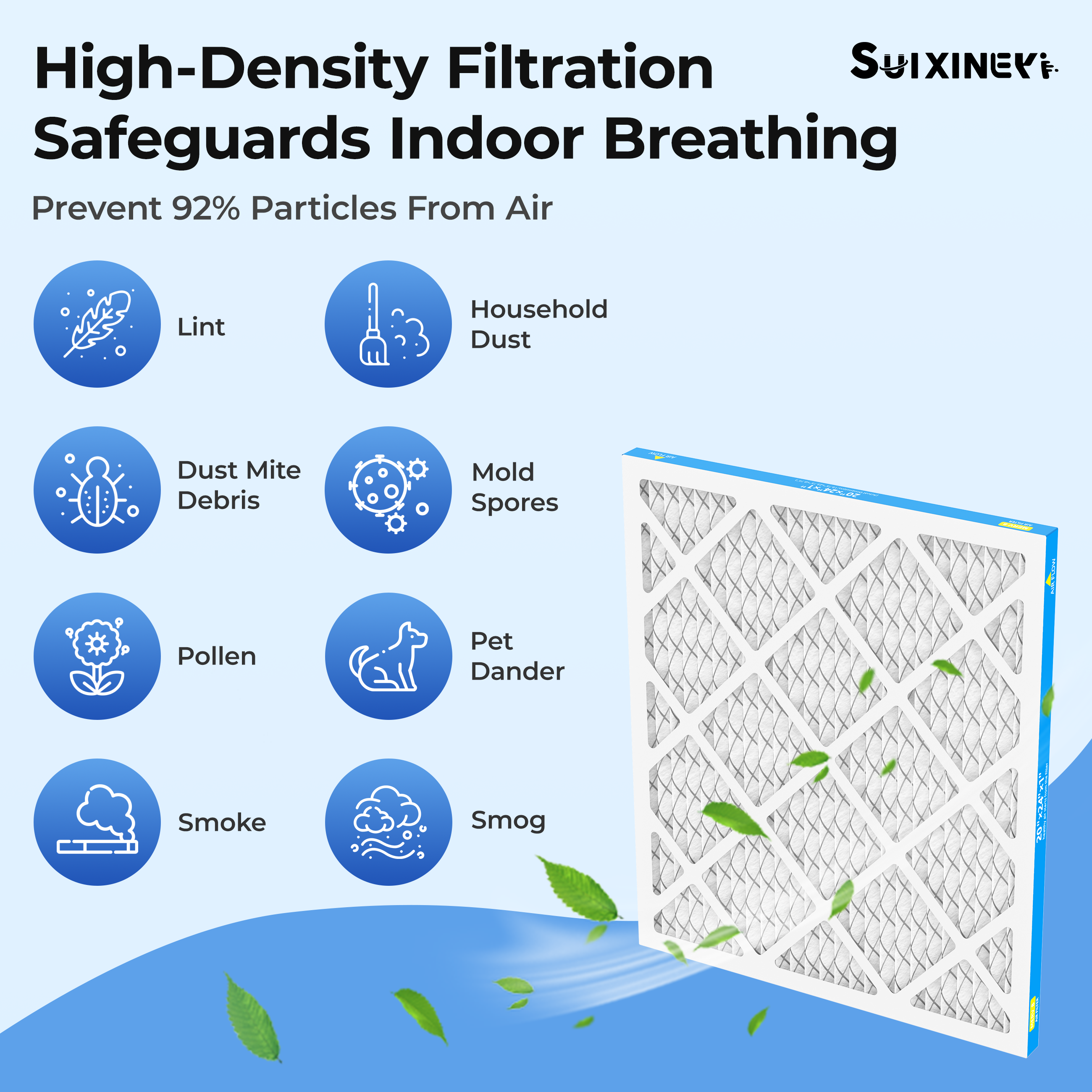 SUIXINEYI MERV8 20x24x1 Pleated Replacement Filter for HVAC AC Furnace