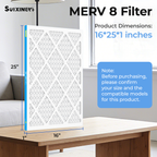 SUIXINEYI MERV 8 16x25x1 Pleated Air Filter, Replacement HVAC Filter for Residential and Commercial AC Furnace