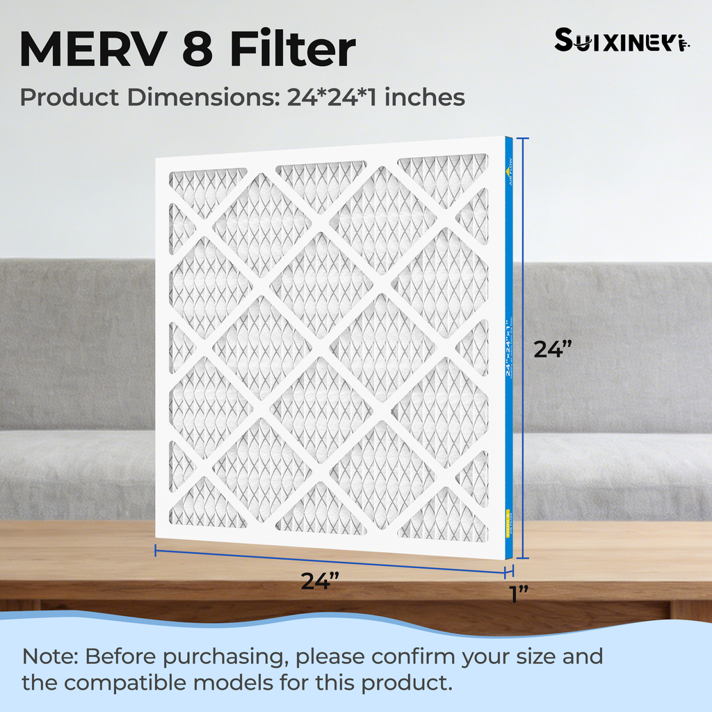 Pleated 24x24x1 MERV8 Air Filter SUIXINEYI HVAC Furnace AC Replacement