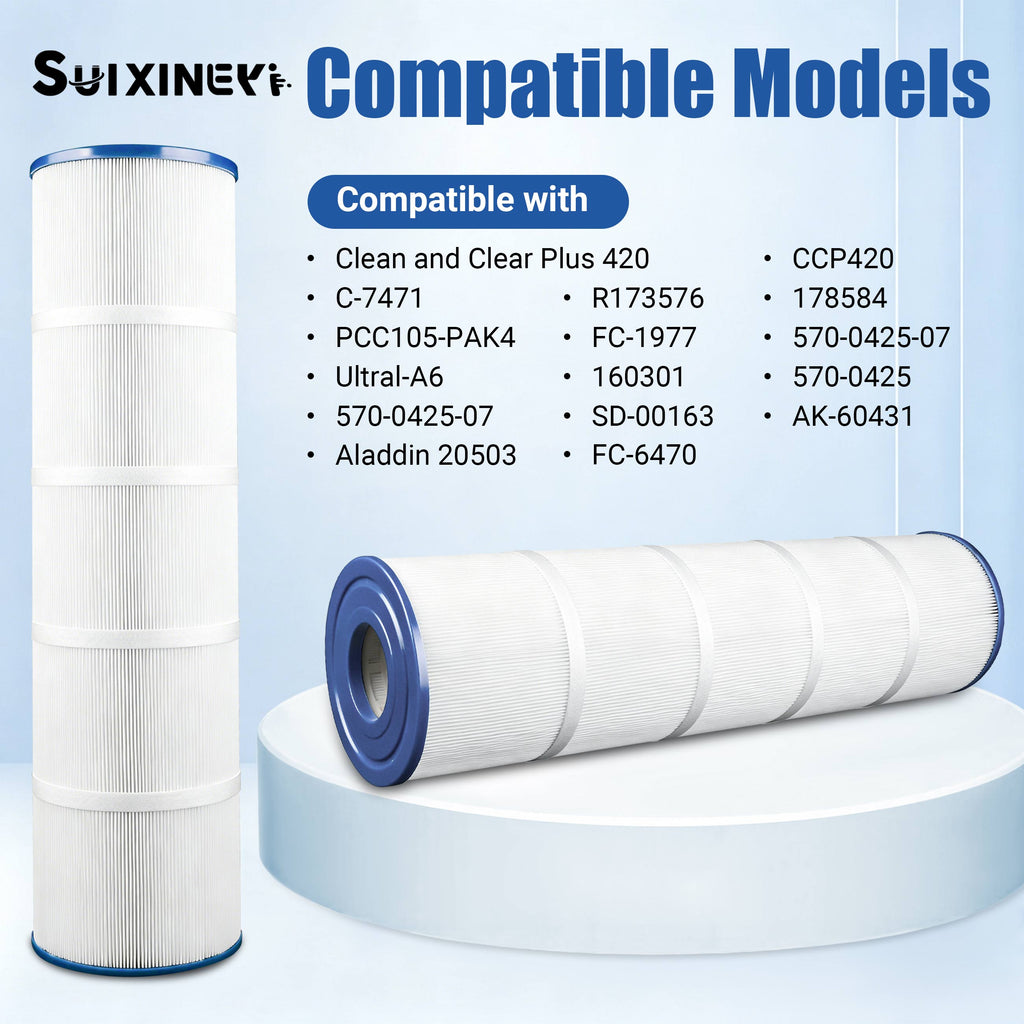 SUIXINEYI C-7471 Spa Filter Compatible with CCP420, Clean and Clear Plus 420, PCC105-PAK4, R173576, 570-0425-07, 07077, 178584, 817-0106, FC-6470,