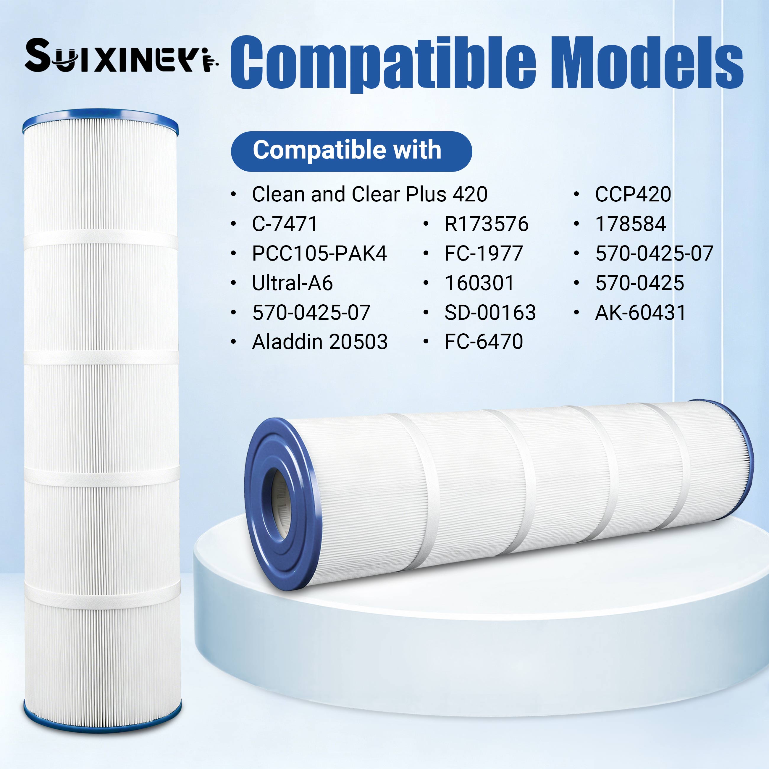 SUIXINEYI C-7471 Spa Filter Compatible with CCP420, Clean and Clear Plus 420, PCC105-PAK4, R173576, 570-0425-07, 07077, 178584, 817-0106, FC-6470,
