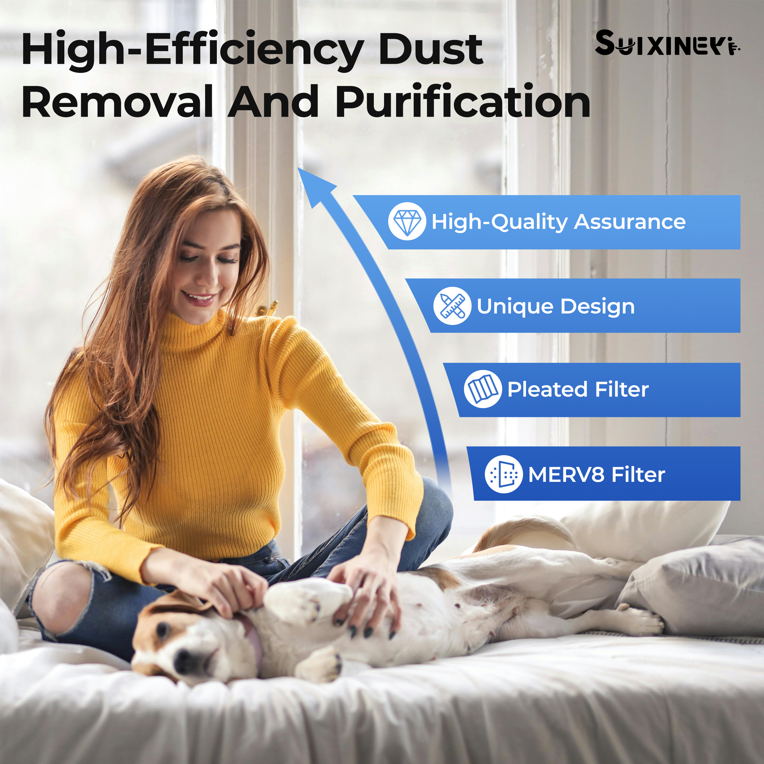 14x25x1 AC Furnace Filter MERV 8 Pleated Type, SUIXINEYI HVAC System Replacement Air Filter
