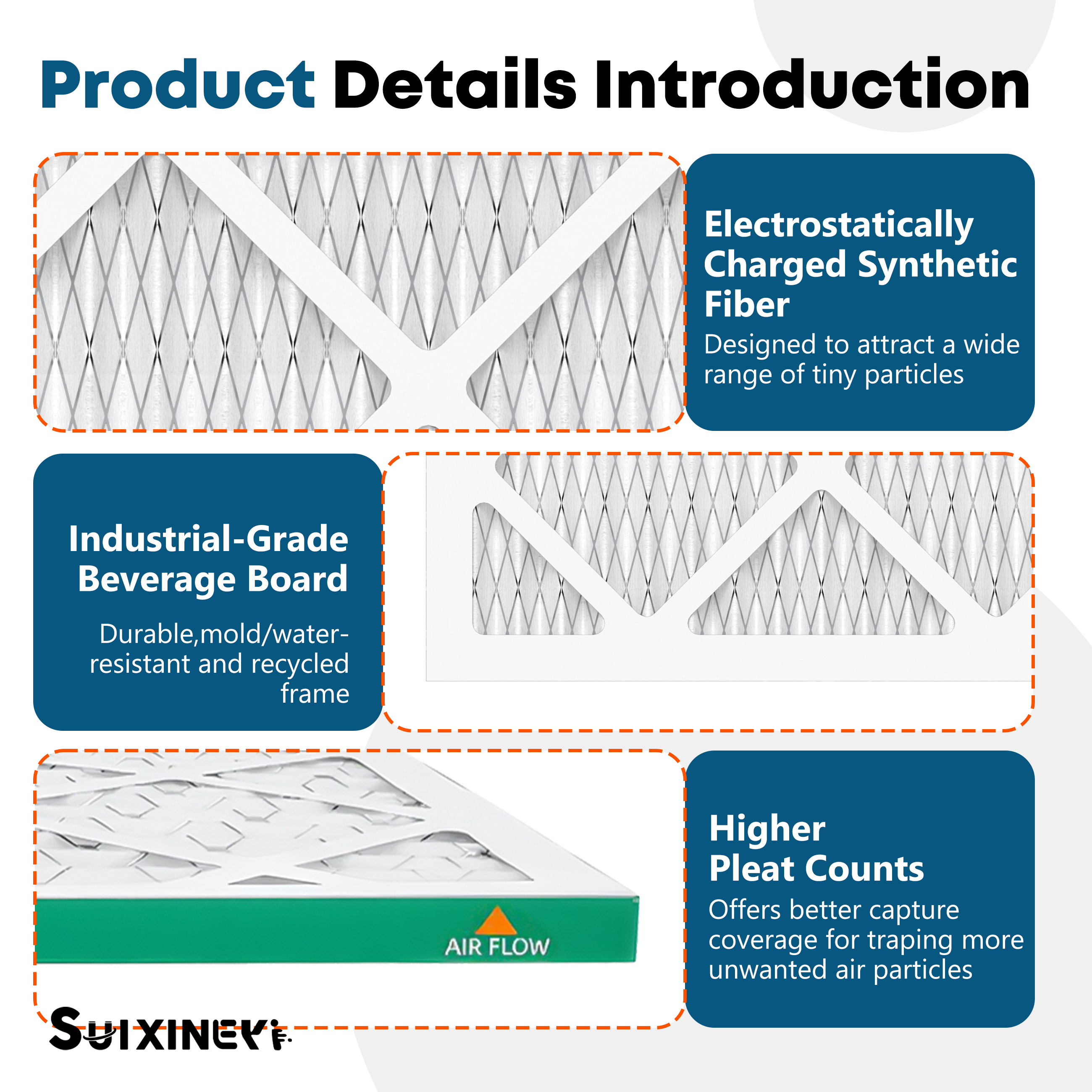 MERV 11 18x24x1 Furnace Air Filter SUIXINEYI, Durable HVAC Air Conditioning Filter For Long-Term Indoor Ventilation Use