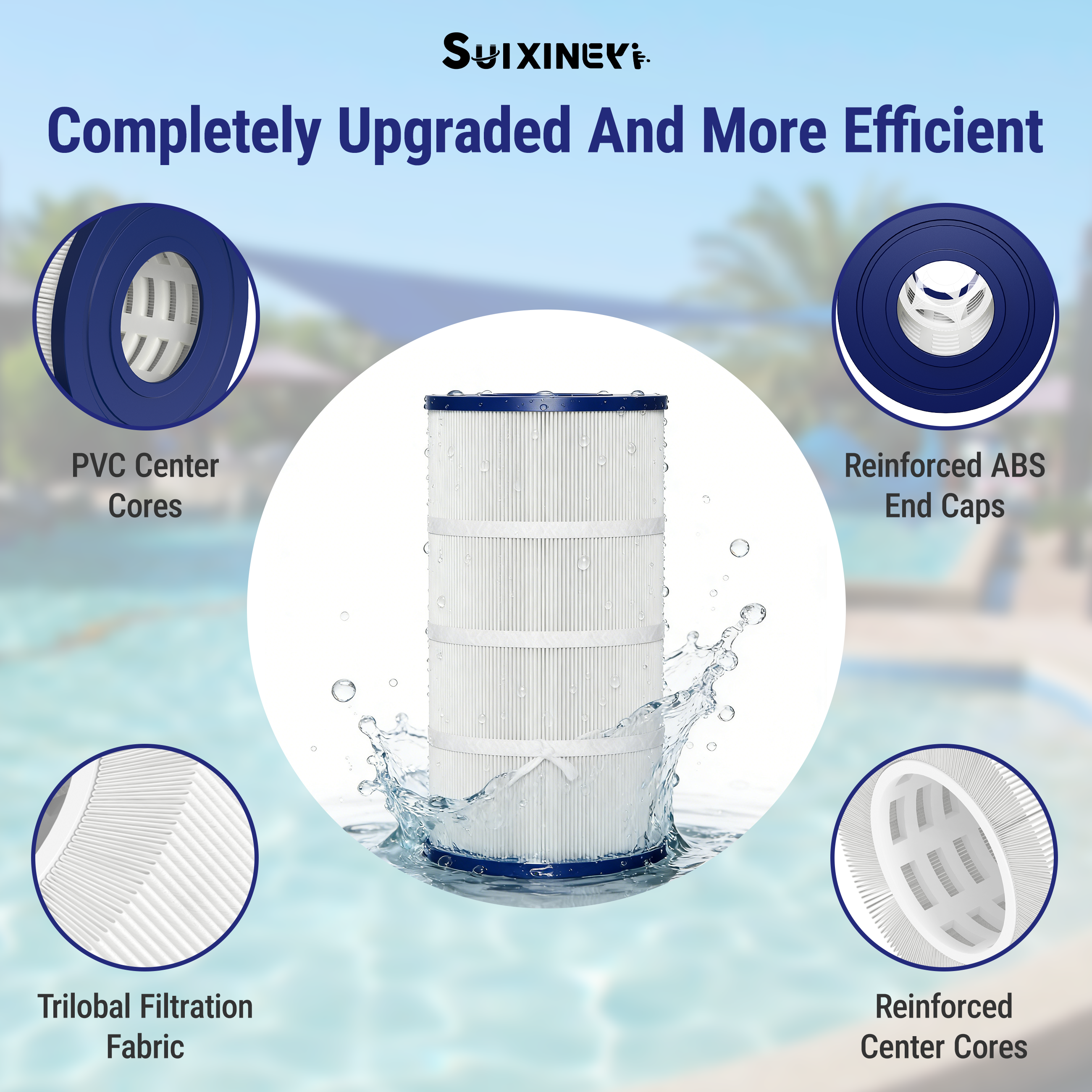 SUIXINEYI Replacement for Pool Filter Hot Tub Filter PA90, CX900RE, C900, Filbur FC-1292, Unicel C-8409, Clearwater II ProClean 100, Posi-Clear Sta-Rite PXC95