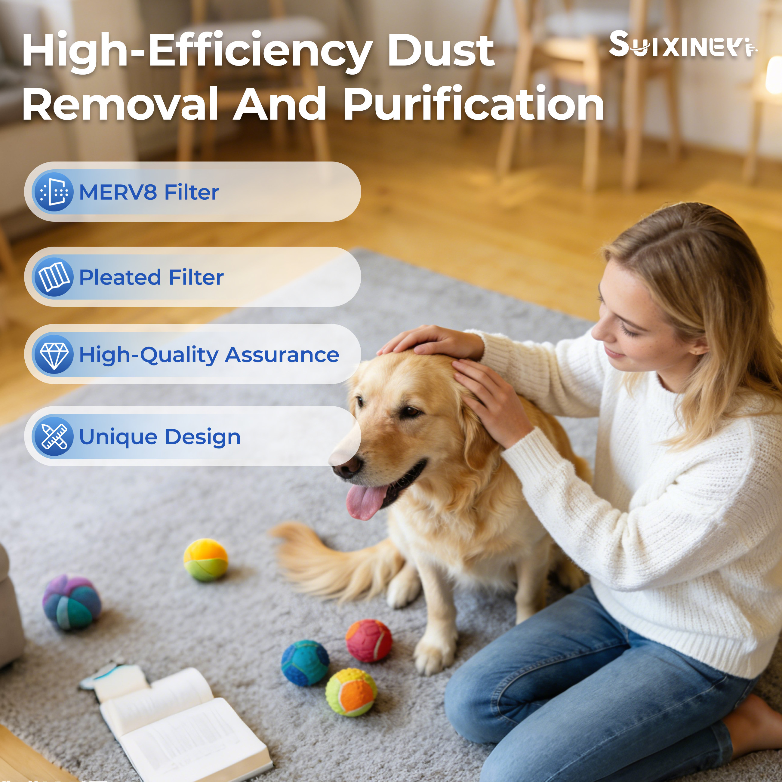 SUIXINEYI 12x 24x1 MERV8 HVAC Pleated Air Filter, For For Home AC Furnace and HVAC