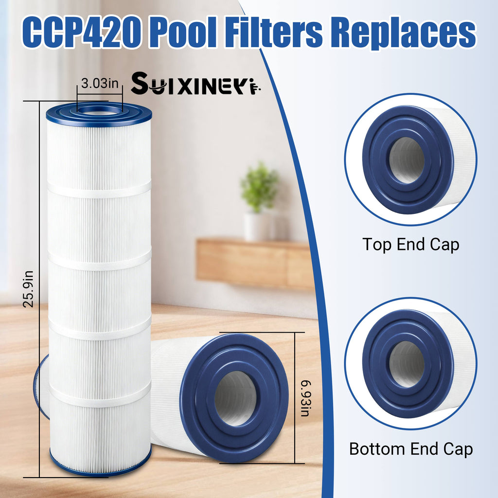 SUIXINEYI C-7471 Spa Filter Compatible with CCP420, Clean and Clear Plus 420, PCC105-PAK4, R173576, 570-0425-07, 07077, 178584, 817-0106, FC-6470,