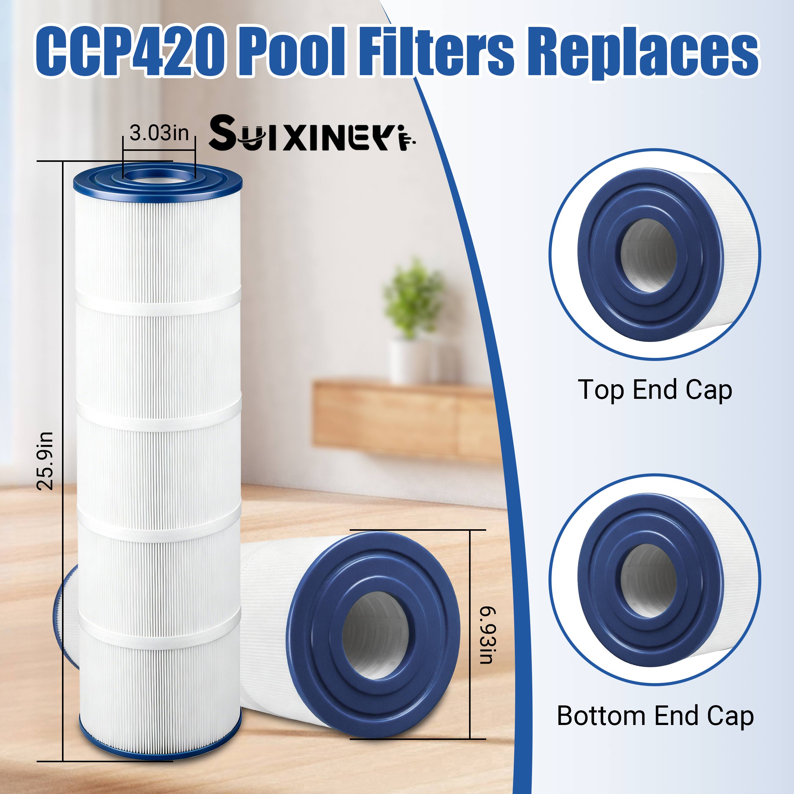 SUIXINEYI C-7471 Spa Filter Compatible with CCP420, Clean and Clear Plus 420, PCC105-PAK4, R173576, 570-0425-07, 07077, 178584, 817-0106, FC-6470,