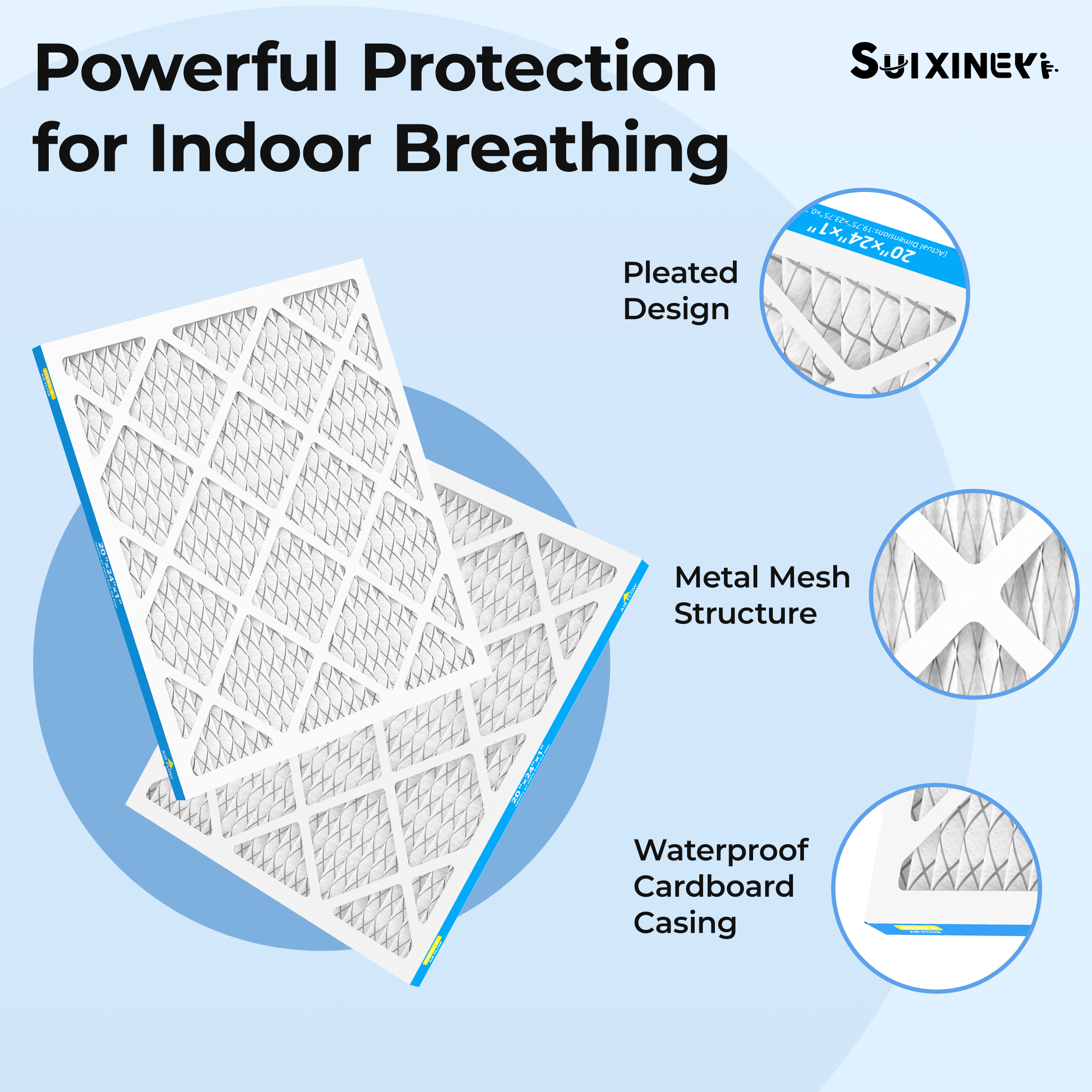 SUIXINEYI MERV8 20x24x1 Pleated Replacement Filter for HVAC AC Furnace