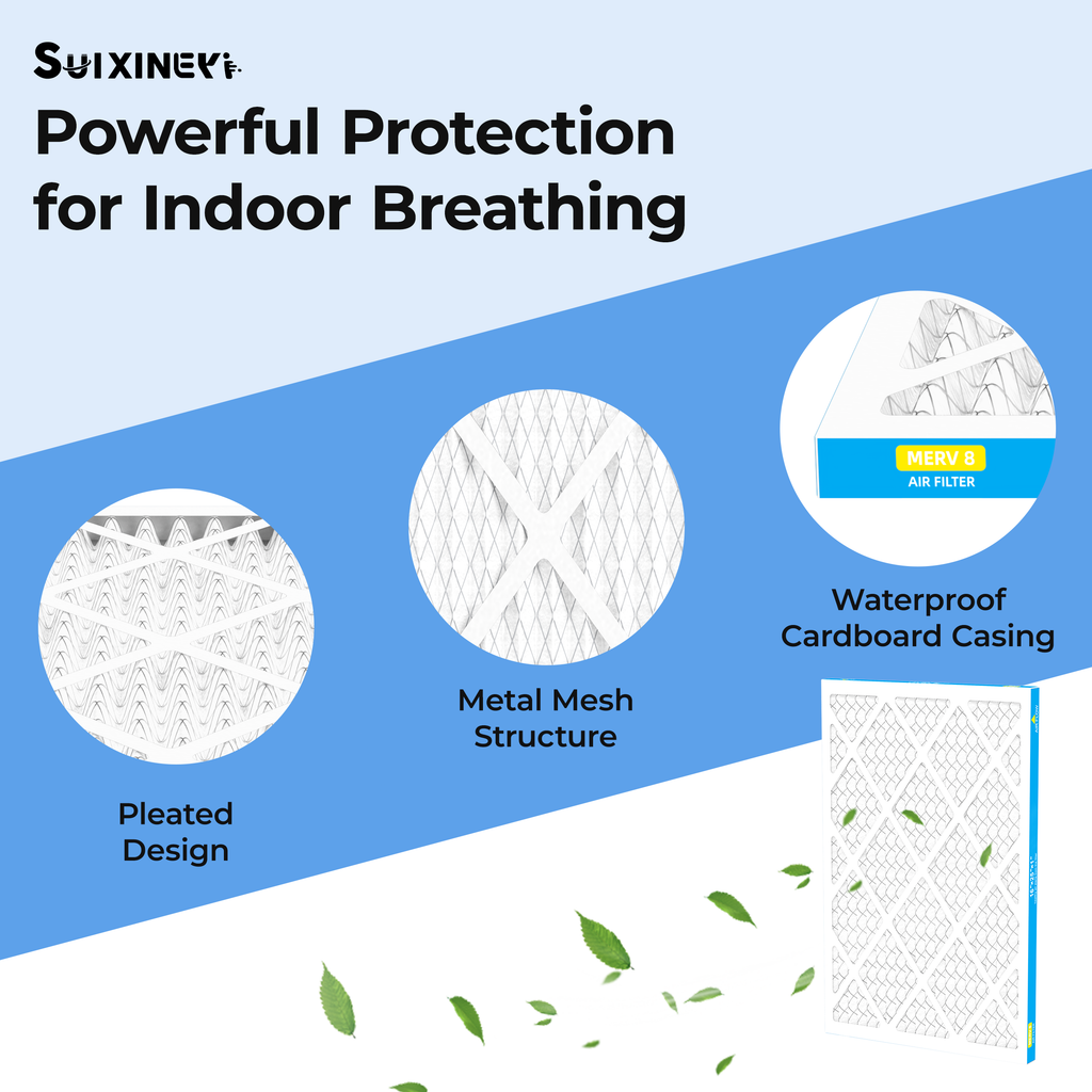 SUIXINEYI MERV 8 16x25x1 Pleated Air Filter, Replacement HVAC Filter for Residential and Commercial AC Furnace