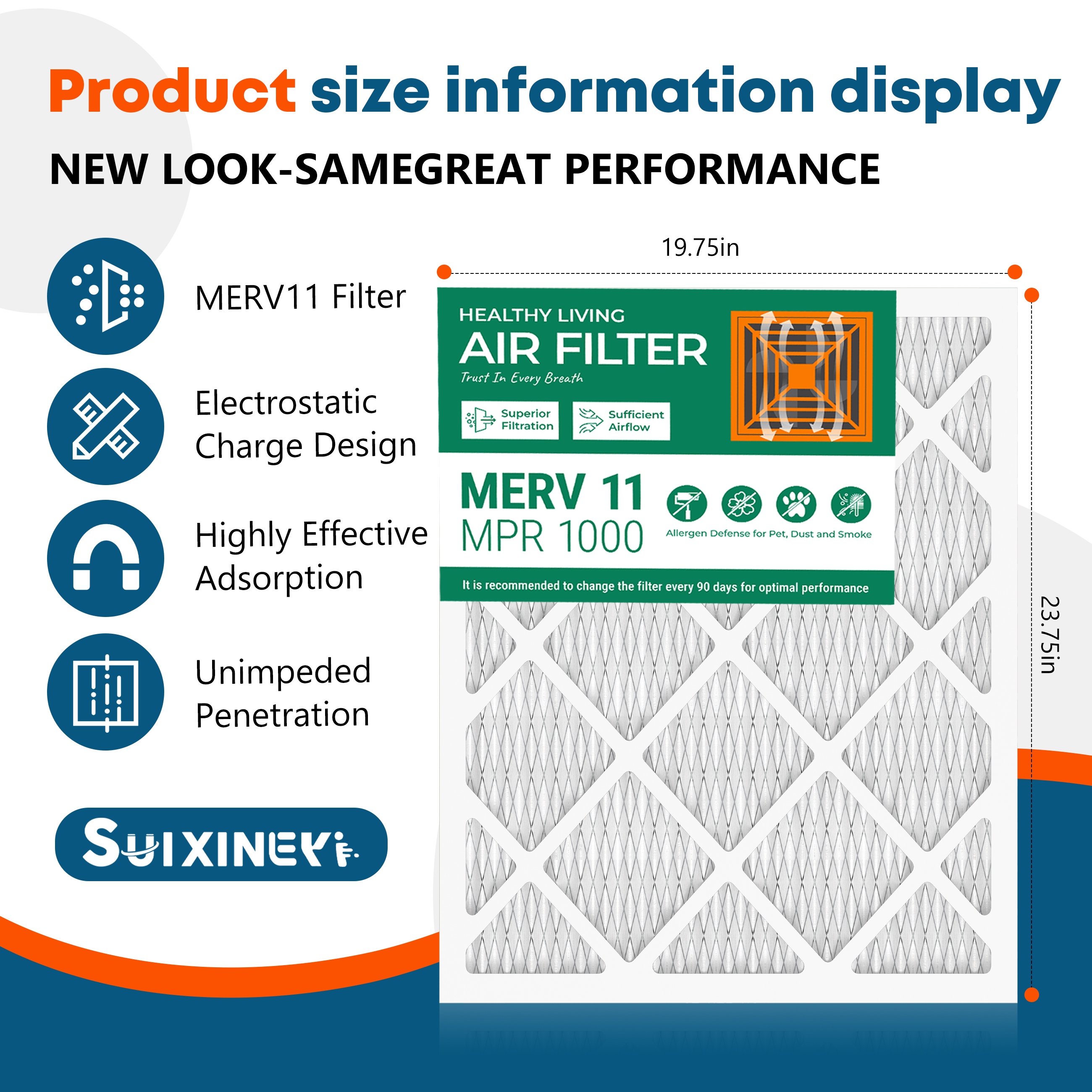 MERV 11 18x24x1 Furnace Air Filter SUIXINEYI, Durable HVAC Air Conditioning Filter For Long-Term Indoor Ventilation Use