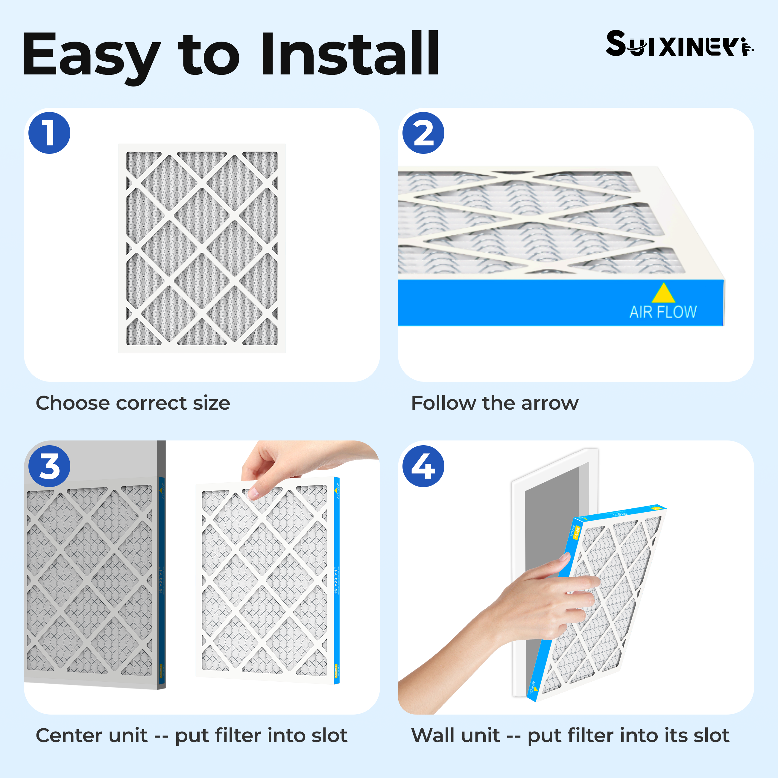 SUIXINEYI 16x20x1 Air Filter, MERV 8, For Home AC Furnace and HVAC