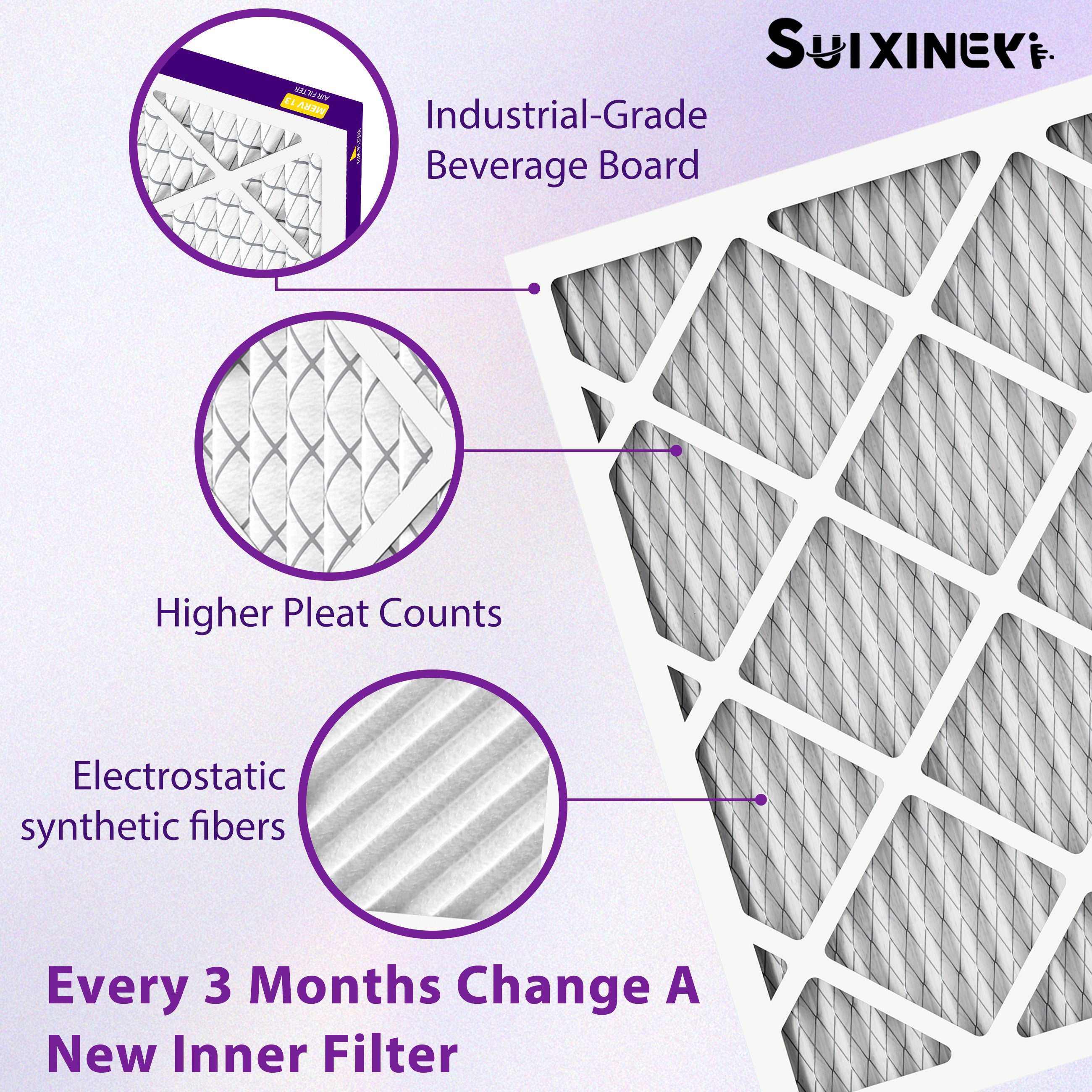 SUIXINEYI 16x20x1 Air Filter Merv 13, 1" AC Furnace Air Filters