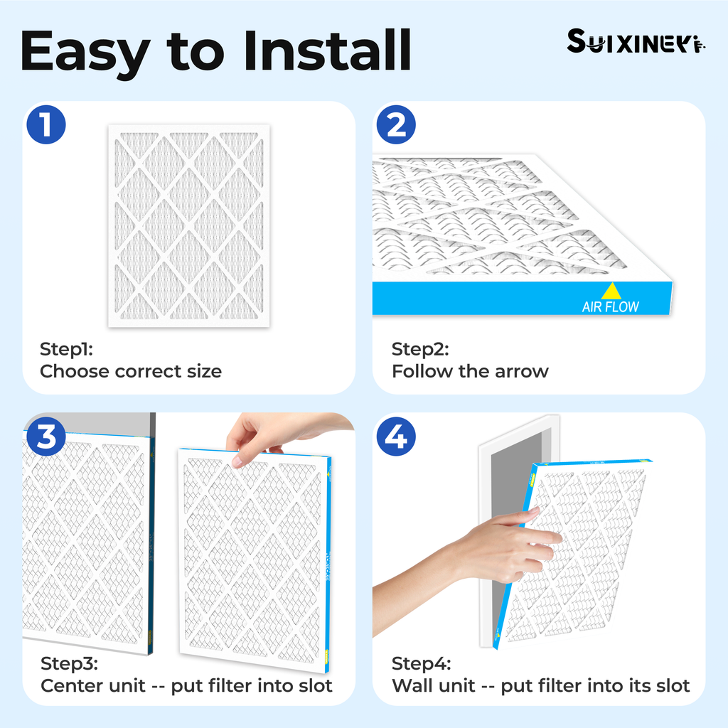 SUIXINEYI Long Service Life MERV8 20x25x1 Pleated HVAC Filter, Smooth Airflow Replacement AC Furnace Air Filter