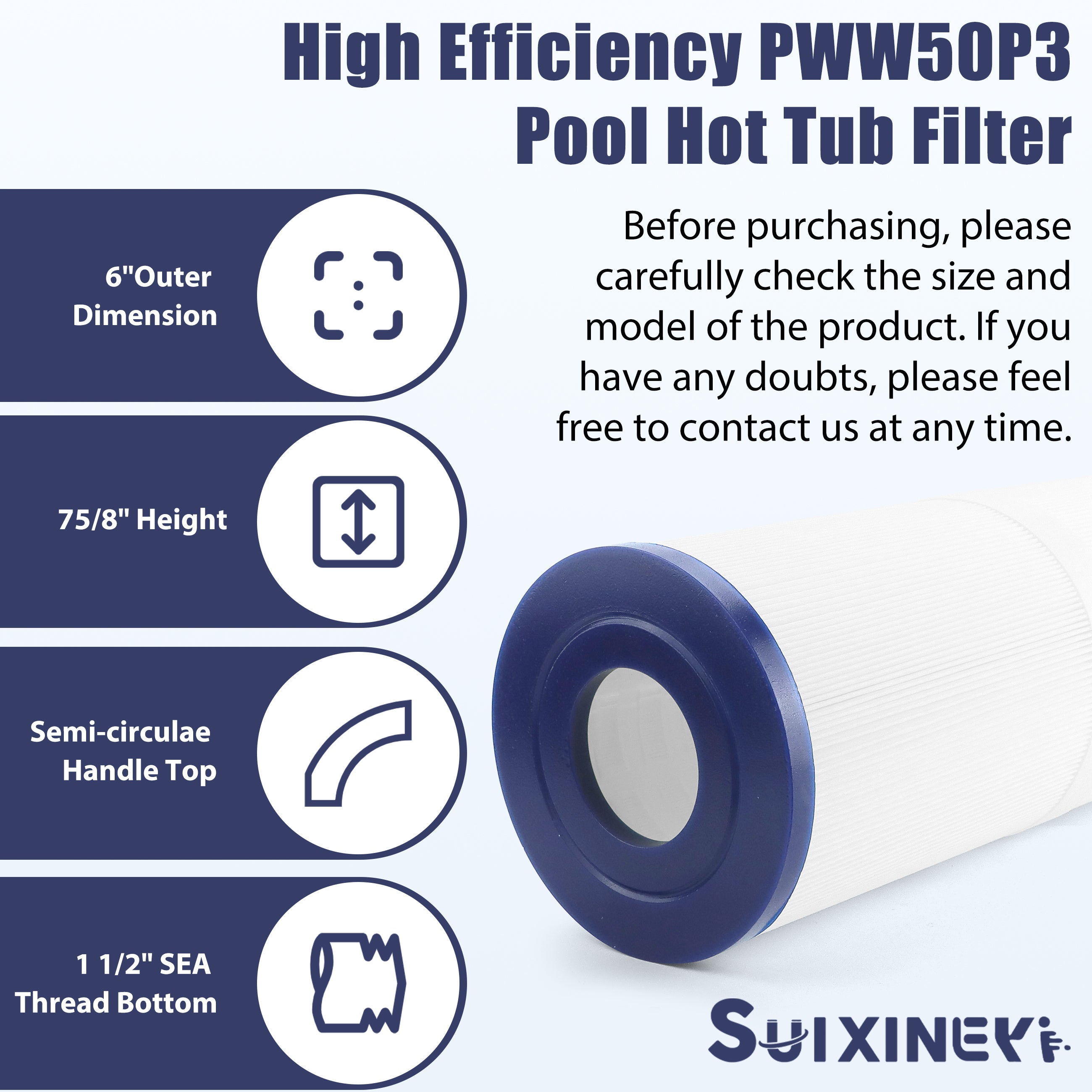 SUIXINEYI PRB25-In Spa Filter Compatible with Unicel c-4326 25Sq.ft Guardian 413-106 Filbur FC-2375 Pentair