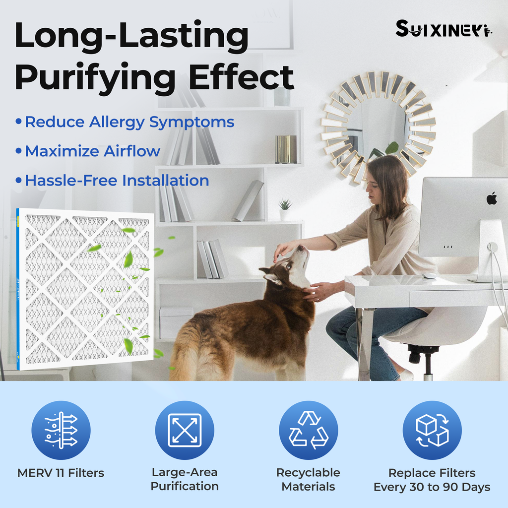 Pleated 24x24x1 MERV8 Air Filter SUIXINEYI HVAC Furnace AC Replacement