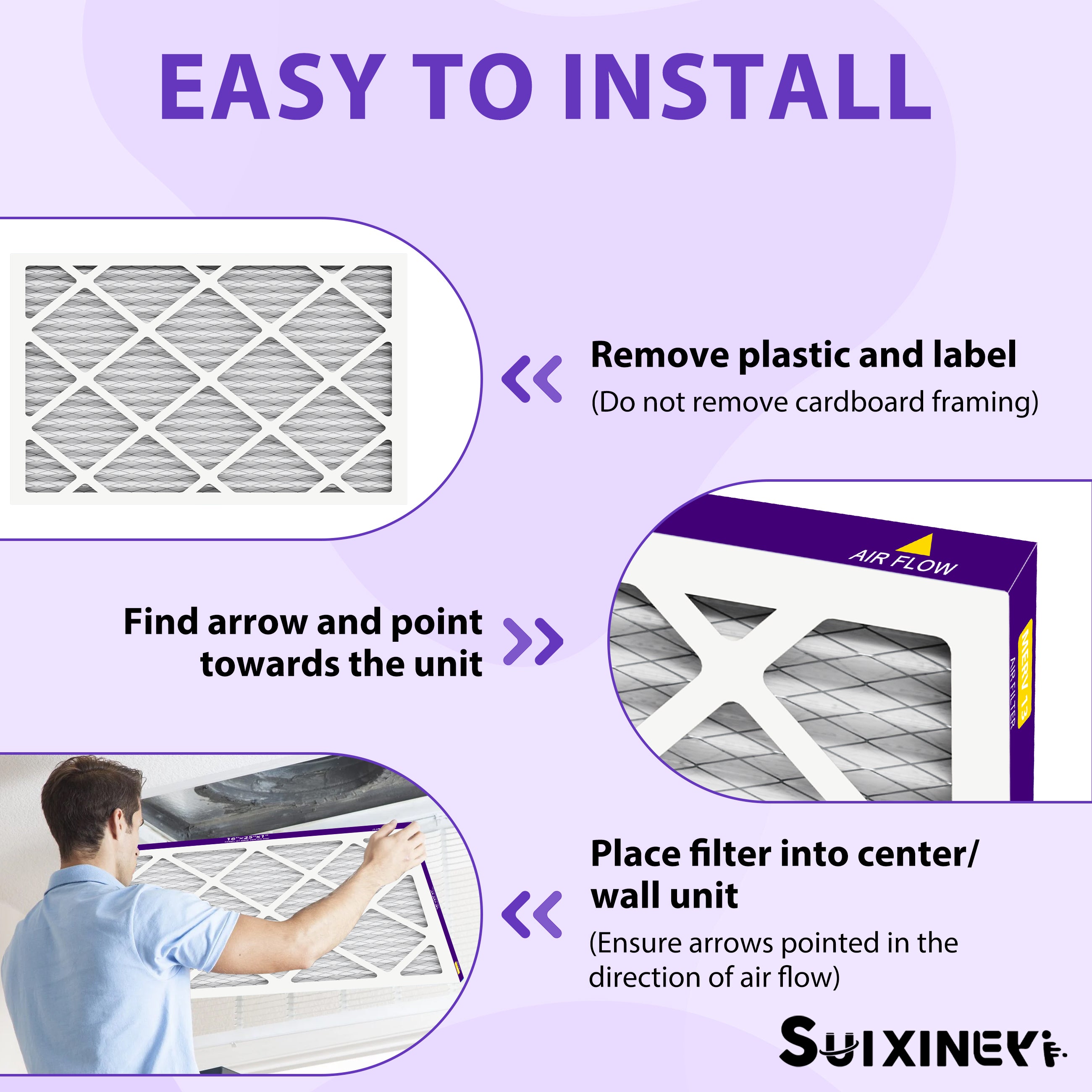 SUIXINEYI HVAC Air Filter 16 x 25 x 1 MERV13, Replacement Furnace and AC Filter
