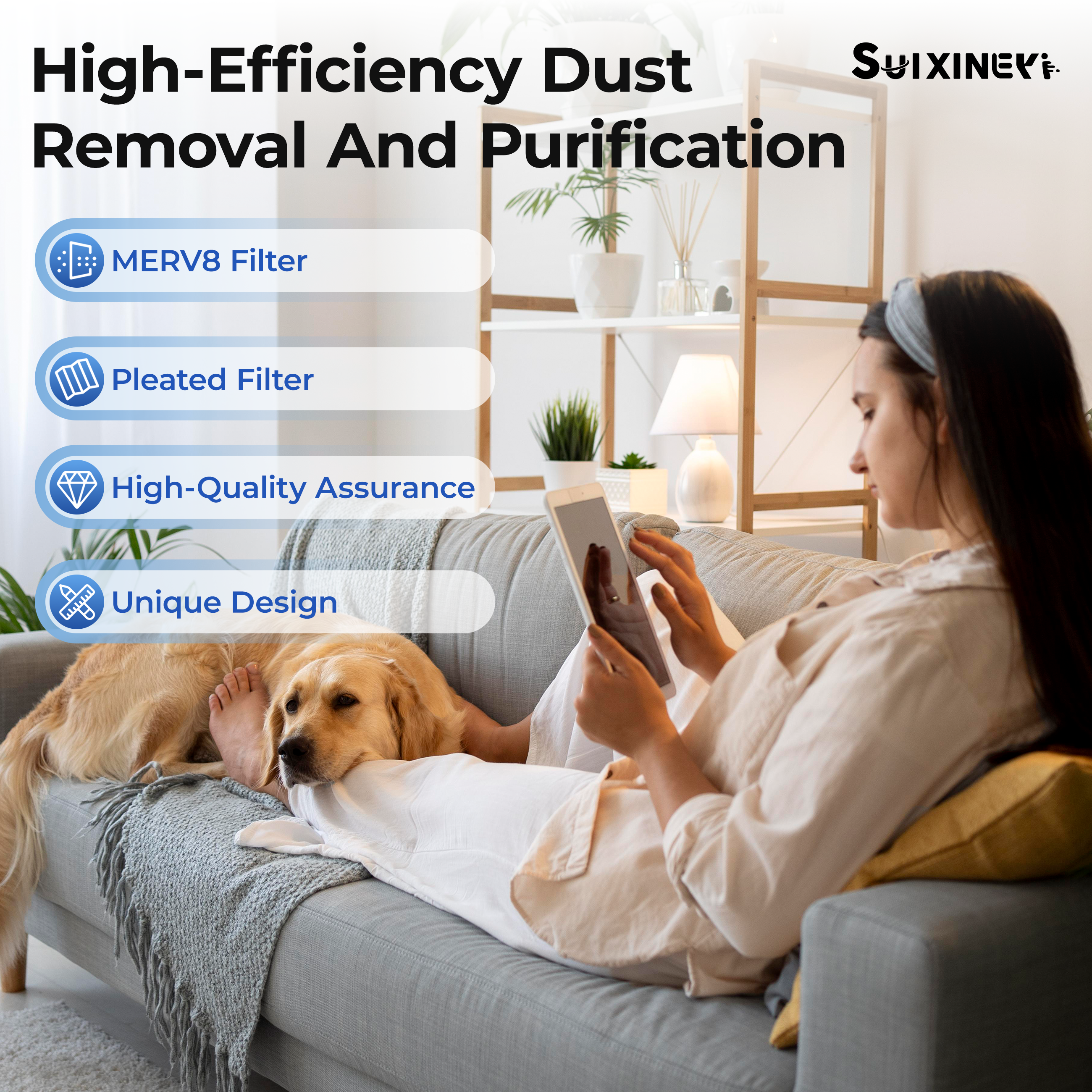 SUIXINEYI MERV8 20x24x1 Pleated Replacement Filter for HVAC AC Furnace