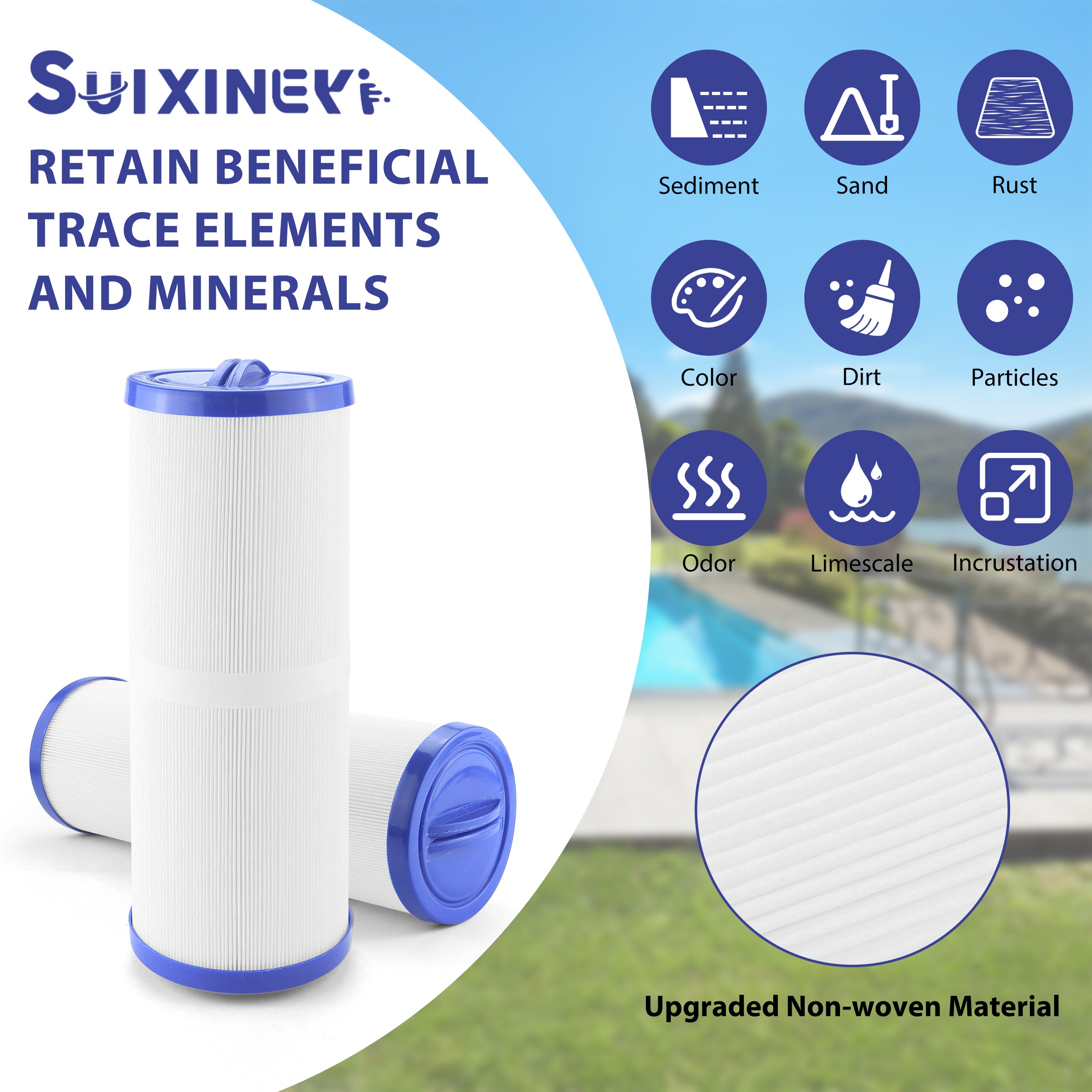 SUIXINEYI PWW50L Spa Filter Replaces 200702, fil50-5d13h15fct-3, Filbur FC-0172, SD-01143, 817-4050, FD2007