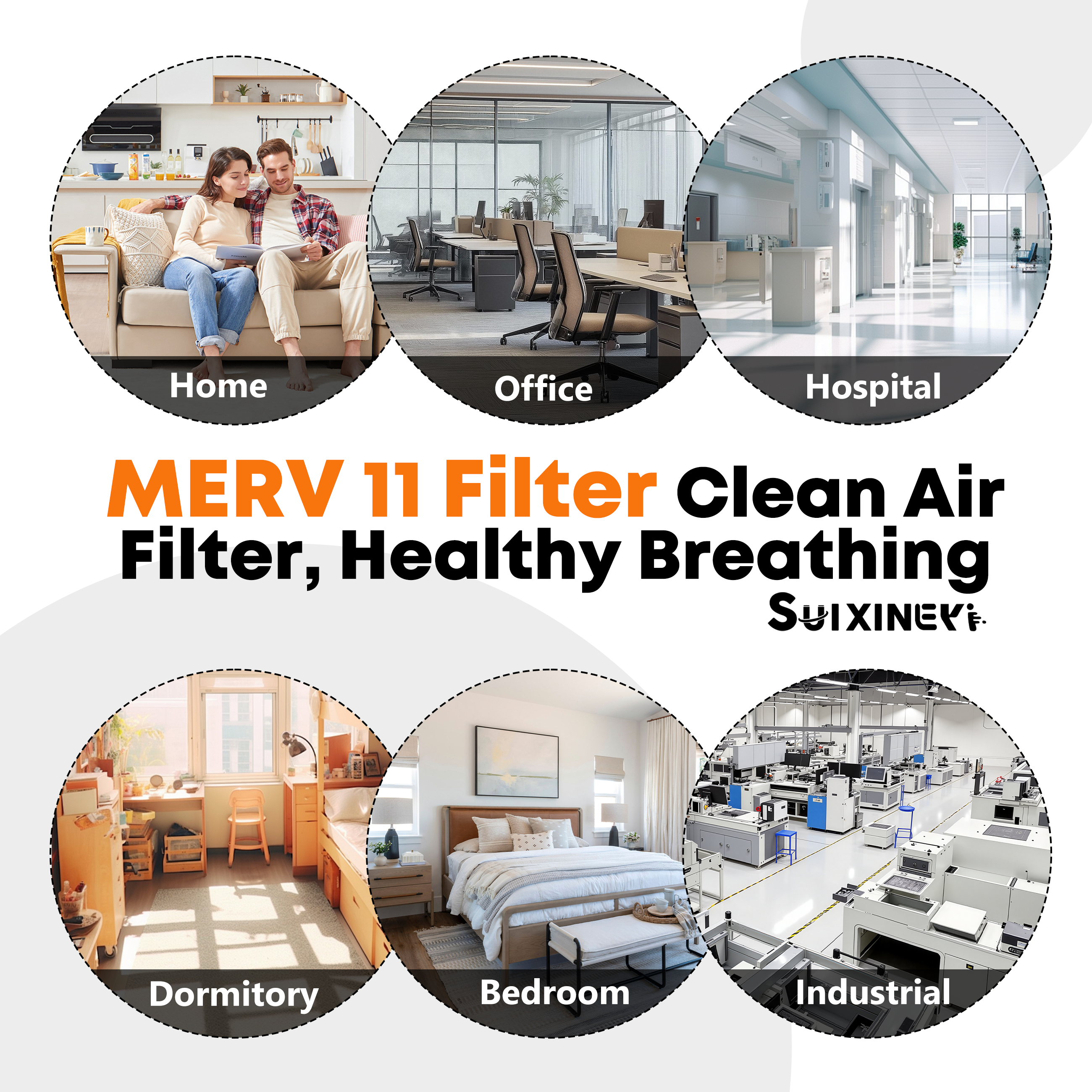 20x24x1 MERV 11 Air Filter by SUIXINEYI, High-Efficiency HVAC Air Conditioner Furnace Filter for Allergies, Pet Hair, Dust & Smoke Removal