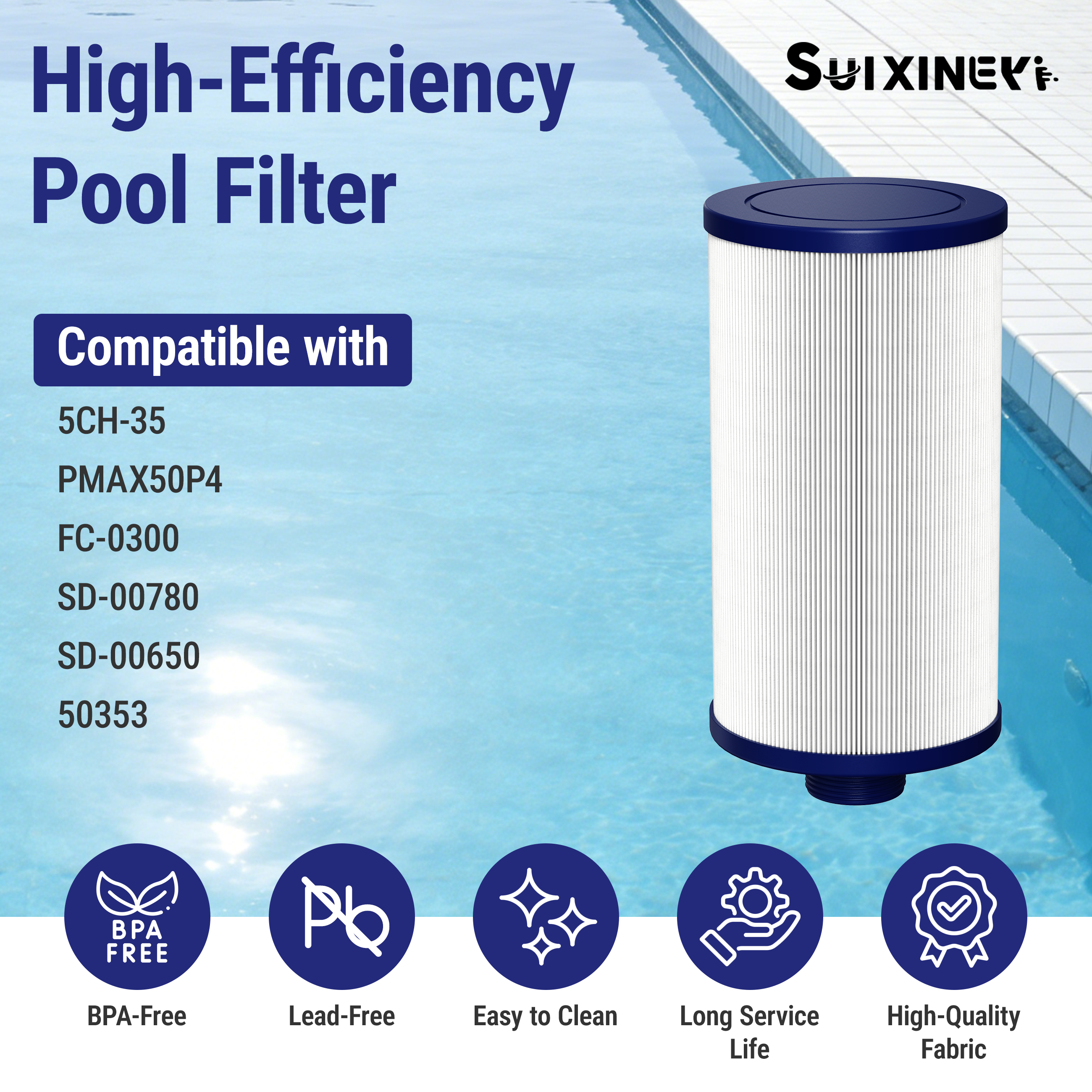 SUIXINEYI 303279 Hpt Tub Filter Pool Filter Compatible with Watkins 303279, PFF42TC-P4, FC-2402, 5CH-37, Spa Filter for Lifesmart, Freeflow, Hydromaster, Grandmaster