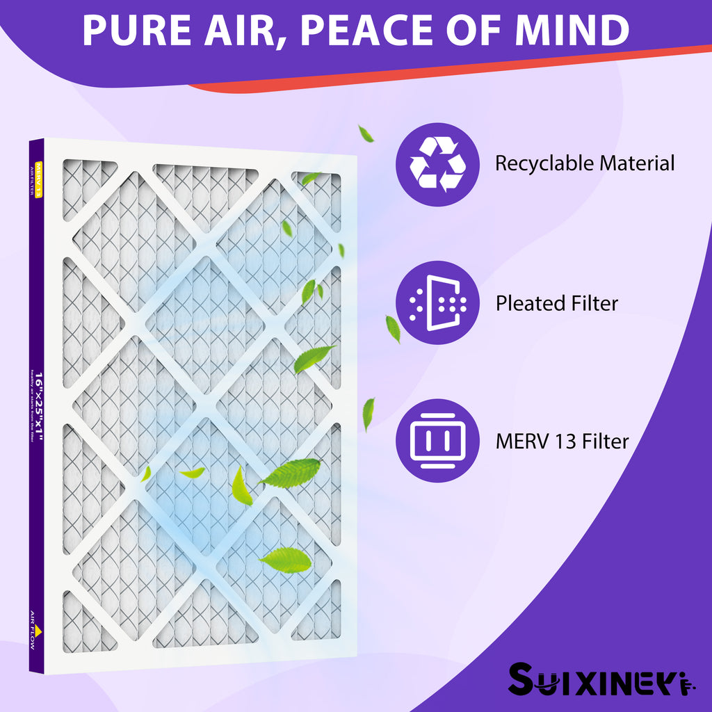 SUIXINEYI HVAC Air Filter 16 x 25 x 1 MERV13, Replacement Furnace and AC Filter