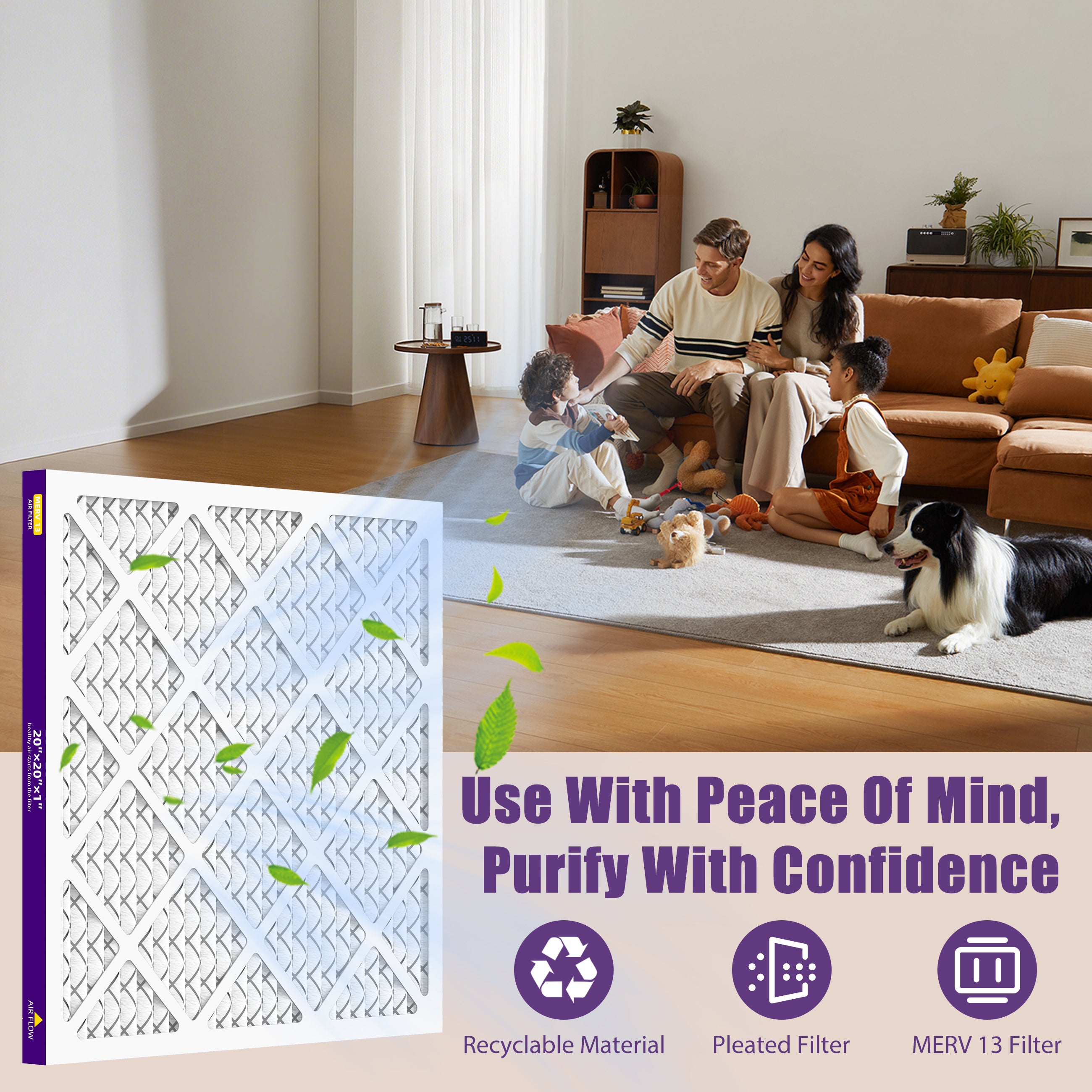 SUIXINEYI 20 x 20 x 1 MERV 13 HVAC Filter, Disposable Furnace Air Filter Traps Fine Dust, Pet Dander and Smoke Irritants
