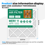 SUIXINEYI 24x24x1 HVAC Filter MERV 11, Universal Replacement Air Filter for Furnace & Central AC, Blocks Dust, Smoke, Pet Dander & Allergen Particles