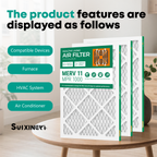 SUIXINEYI 14x20x1 Air Filter, Merv 11, MPR 1000, Furnace Air Filter for HVAC