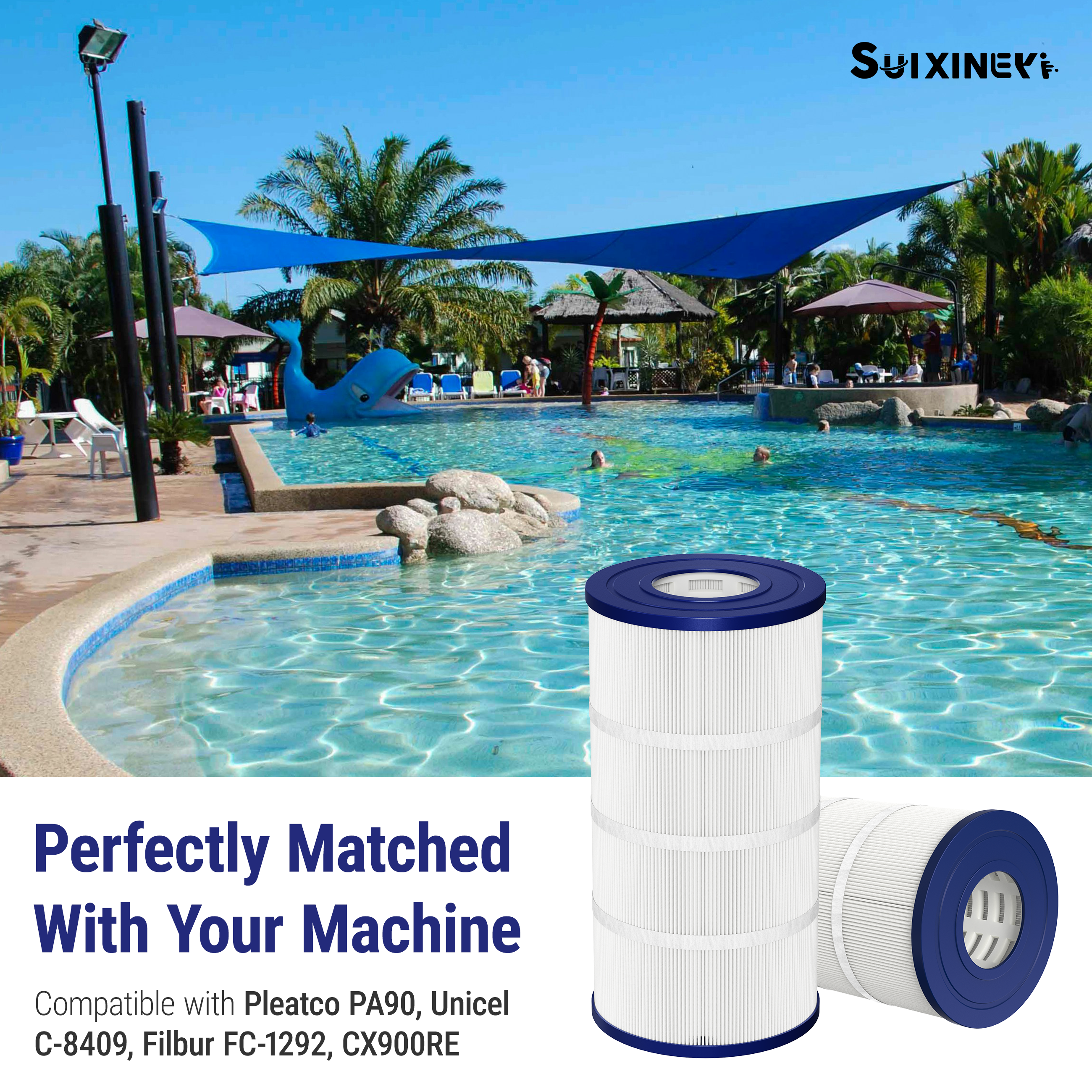 SUIXINEYI Replacement for Pool Filter Hot Tub Filter PA90, CX900RE, C900, Filbur FC-1292, Unicel C-8409, Clearwater II ProClean 100, Posi-Clear Sta-Rite PXC95