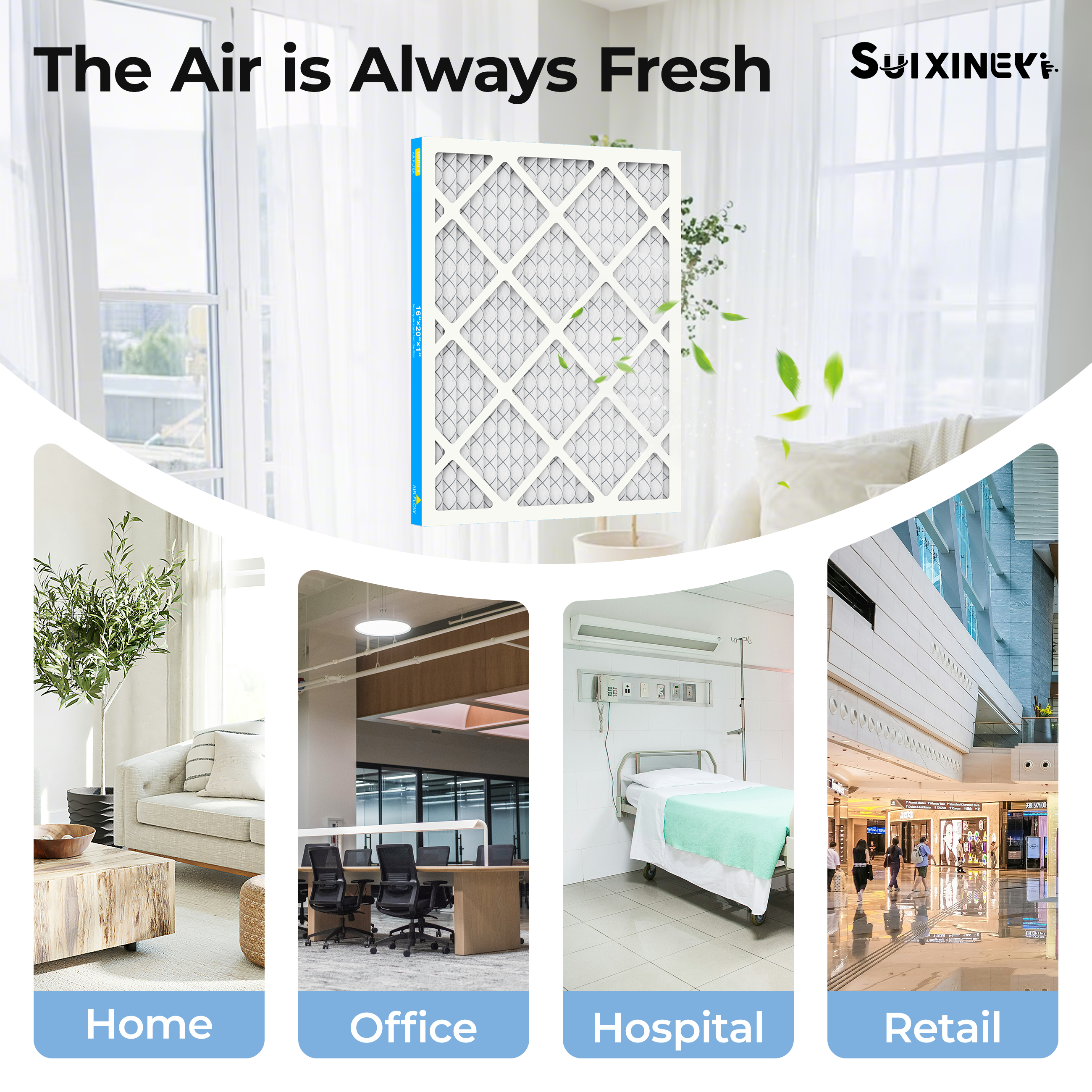 SUIXINEYI 16x20x1 Air Filter, MERV 8, For Home AC Furnace and HVAC