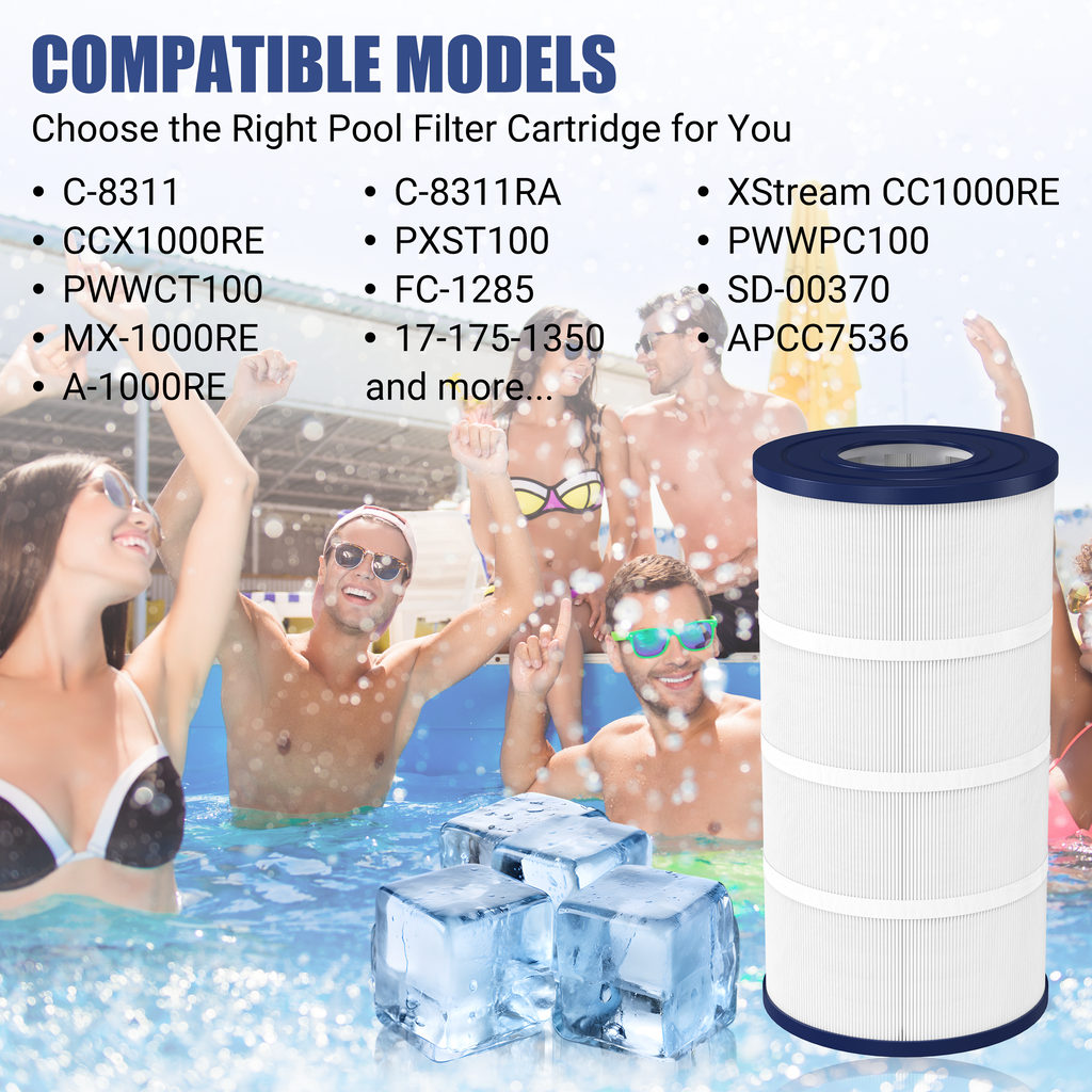 SUIXINEYI C-8311 Pool Filter Replaces Hayward X-Stream CC1000, CCX1000-RE, Pleatco PXST100, Unicel C-8311, Ultral-B6, Filbur FC-1285, 817-0100N/P