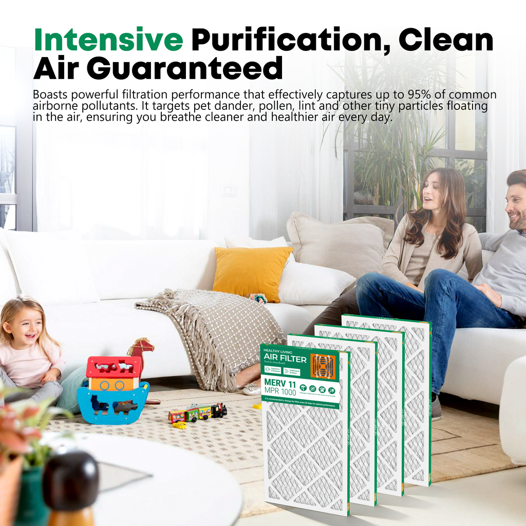 SUIXINEYI MERV 11 12x24x1 Pleated Air Filter, Universal Replacement HVAC Furnace and Central AC Filter for Household Ventilation System