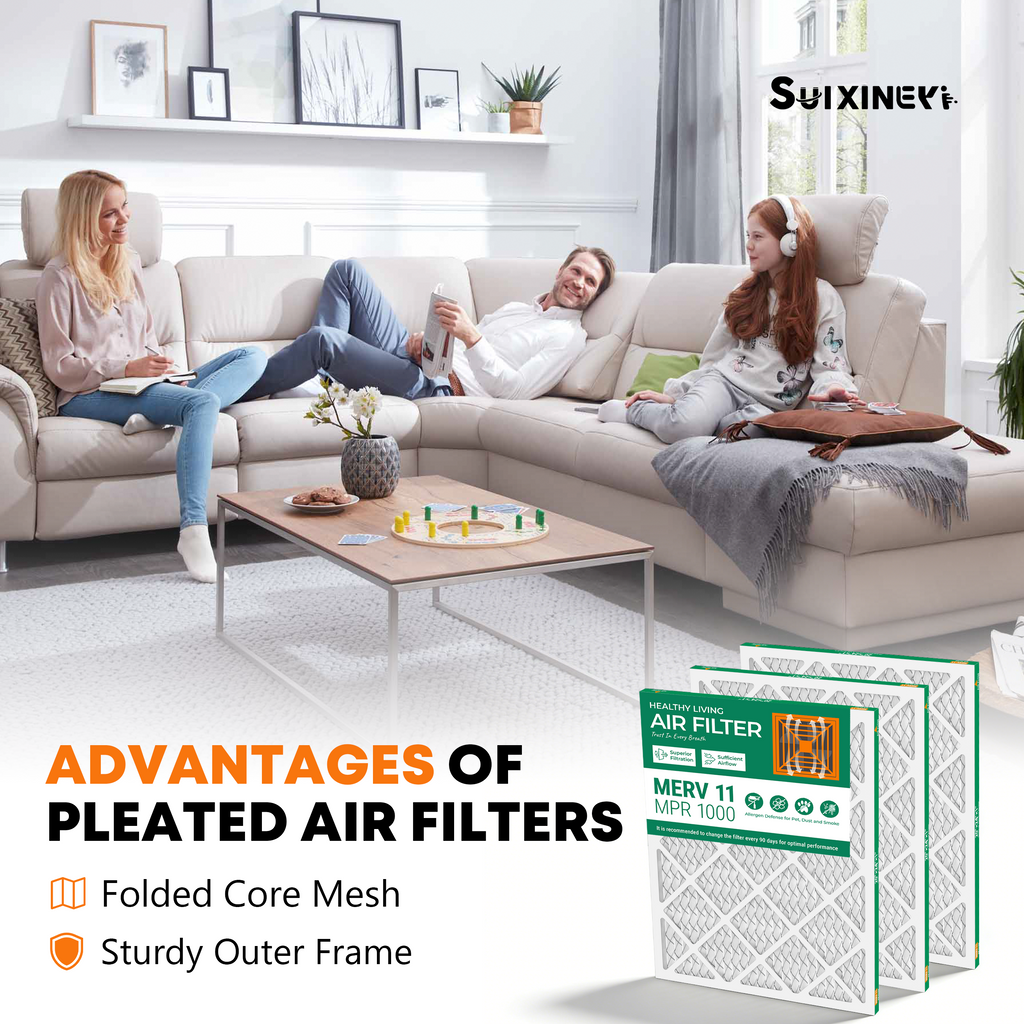20x24x1 MERV 11 Air Filter by SUIXINEYI, High-Efficiency HVAC Air Conditioner Furnace Filter for Allergies, Pet Hair, Dust & Smoke Removal