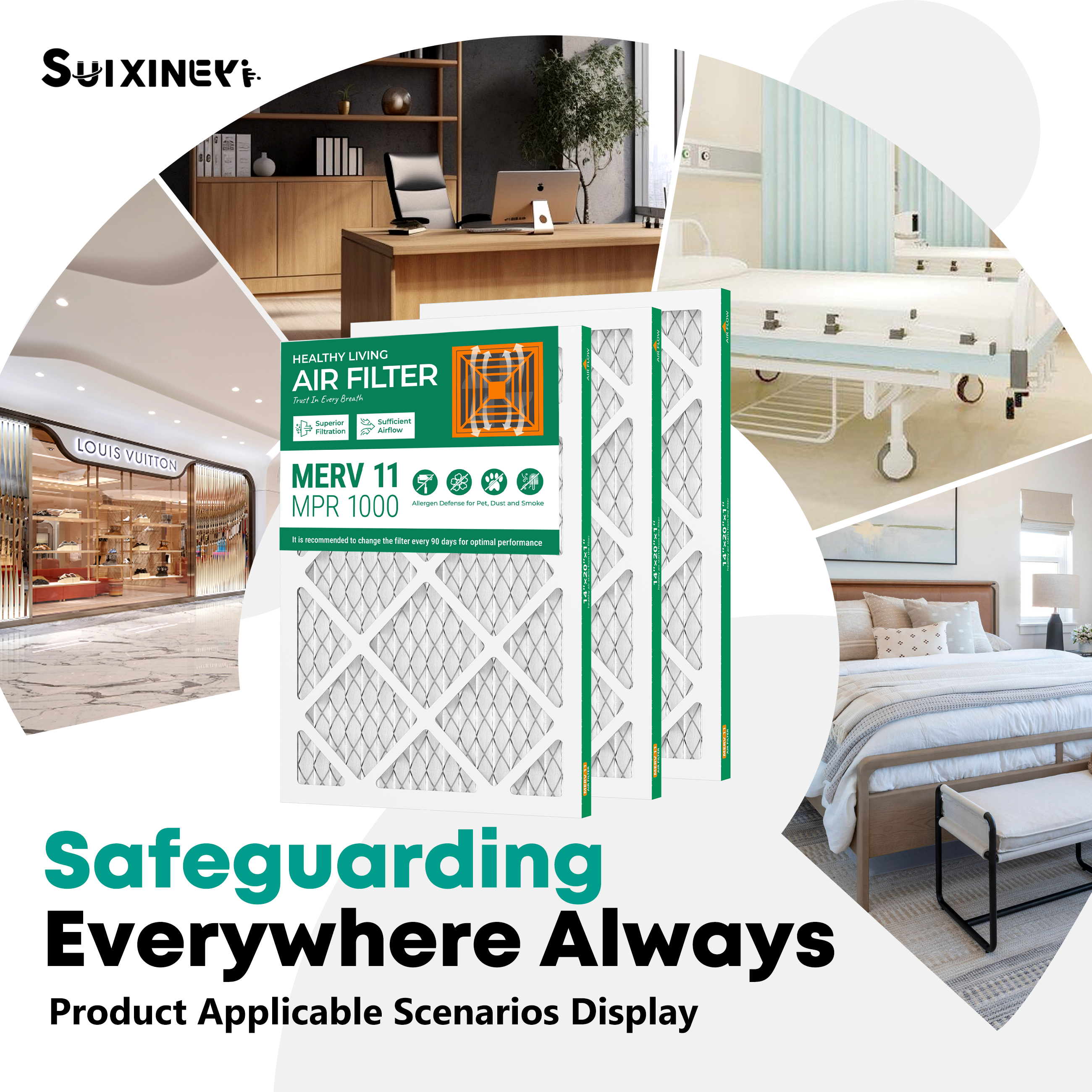SUIXINEYI 14x20x1 Air Filter, Merv 11, MPR 1000, Furnace Air Filter for HVAC