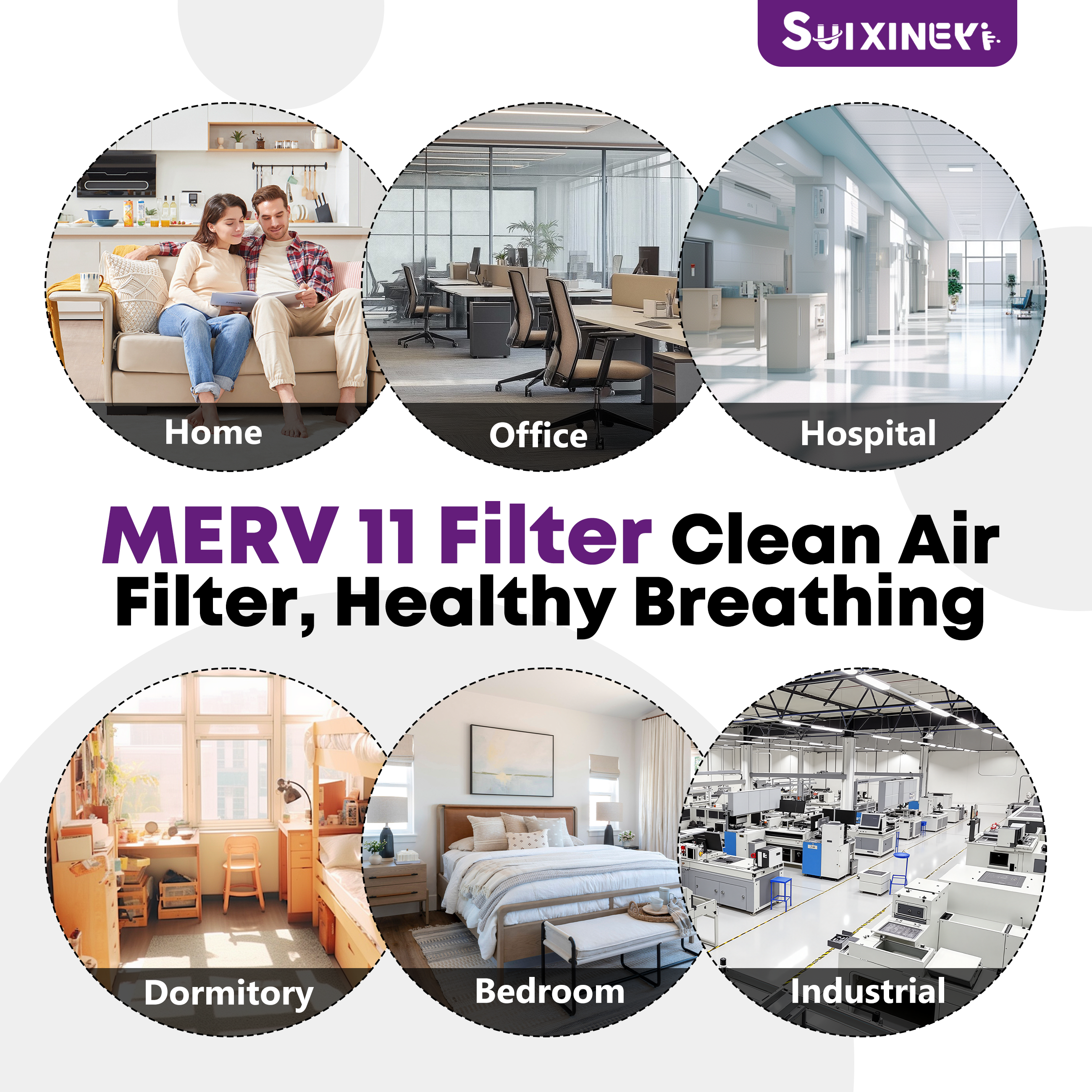 SUIXINEYI MERV 11 20x20x1 Pleated Air Filter, Replacement HVAC Furnace and AC Filter Captures Dust, Smoke, Pet Dander and Household Allergens