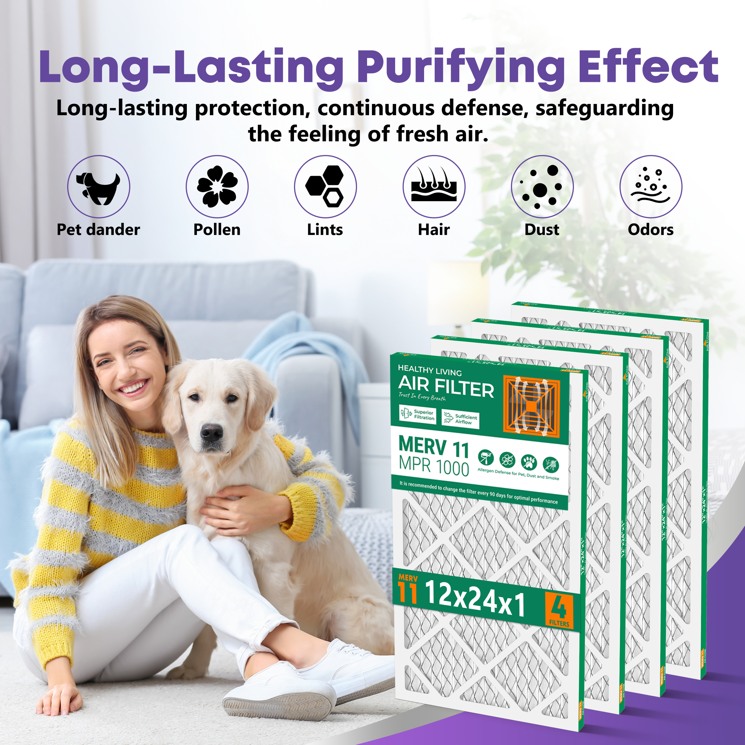 14x24x1 MERV 11 Air Filter by SUIXINEYI, High Flow HVAC Air Conditioner Furnace Filter Compatible With Residential Vent Units