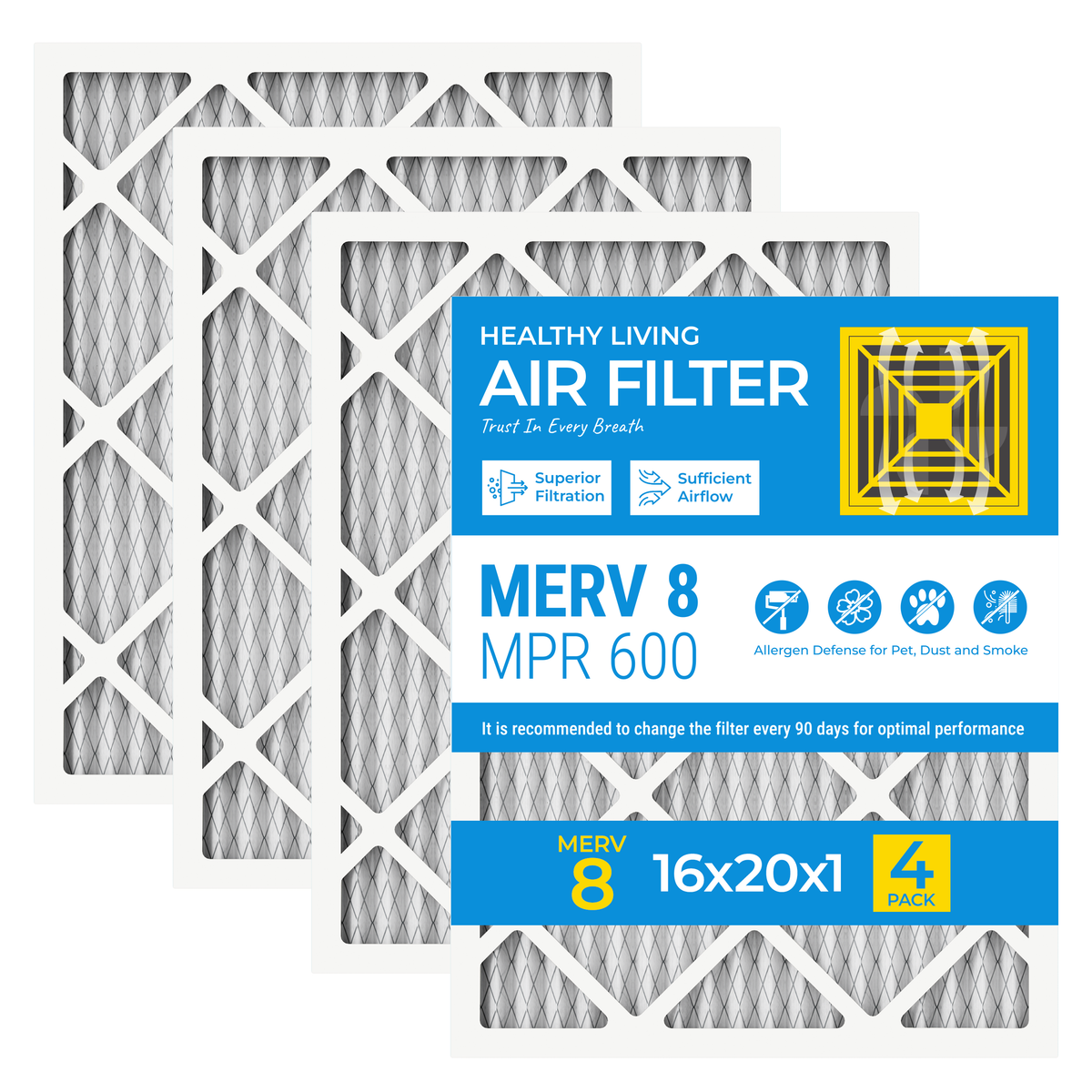 SUIXINEYI 16x20x1 Air Filter 4Pack