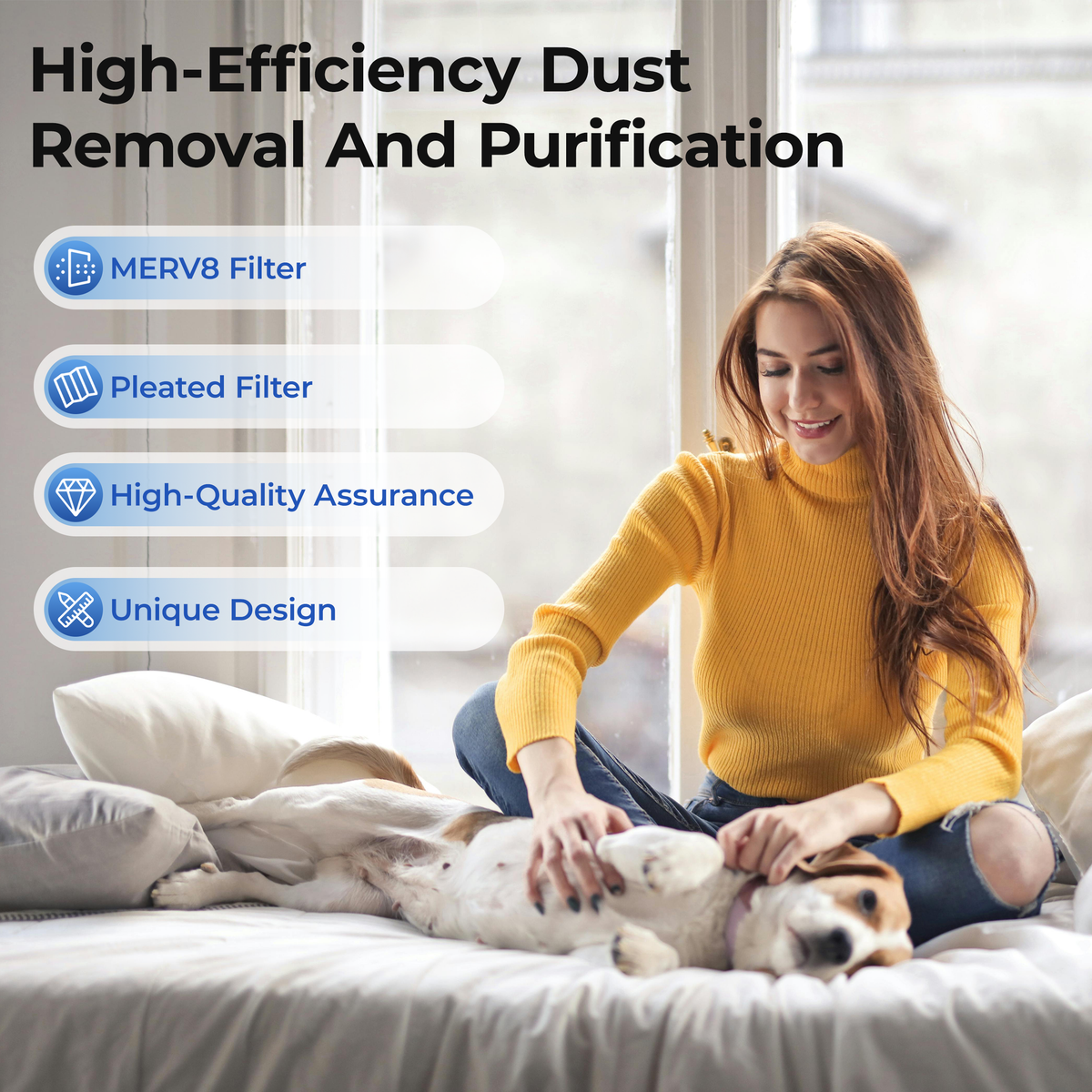 SUIXINEYI MERV8 12x20x1 Inch Air Filter, Pleated High‑Efficiency Dust Removal Purification HVAC Furnace AC Filter for Pet‑Friendly Household