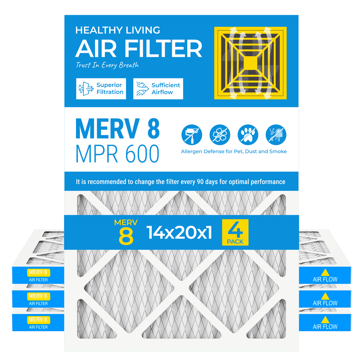 SUIXINEYI MERV8 14x20x1 Air Filter,4Pack