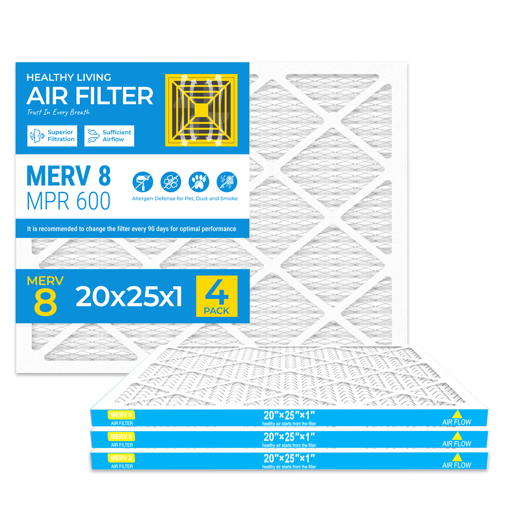 SUIXINEYI Long Service Life MERV8 20x25x1 Pleated HVAC Filter, Smooth Airflow Replacement AC Furnace Air Filter