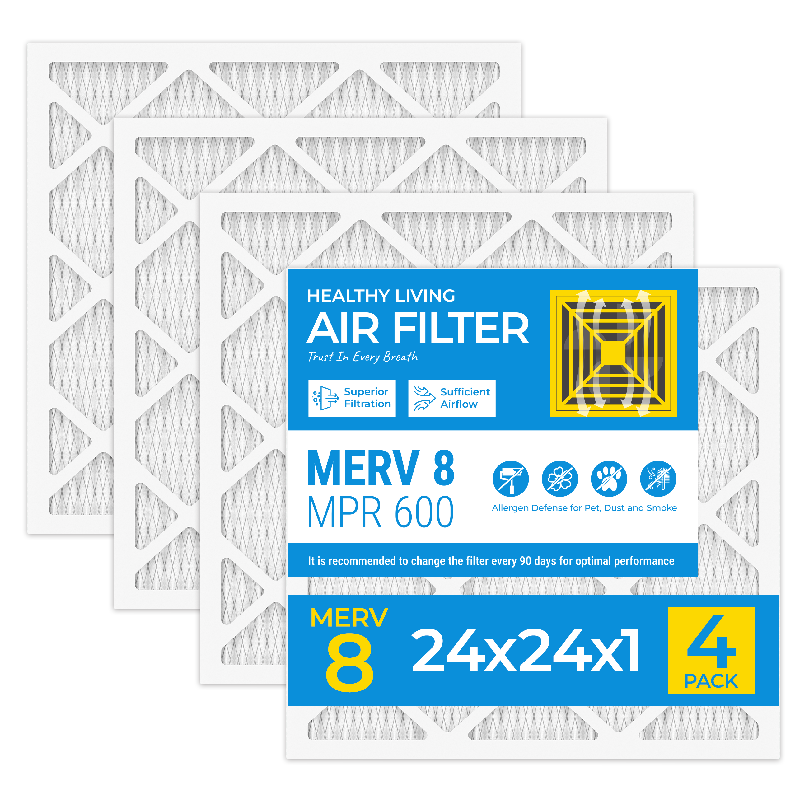 Pleated 24x24x1 MERV8 Air Filter SUIXINEYI HVAC Furnace AC Replacement